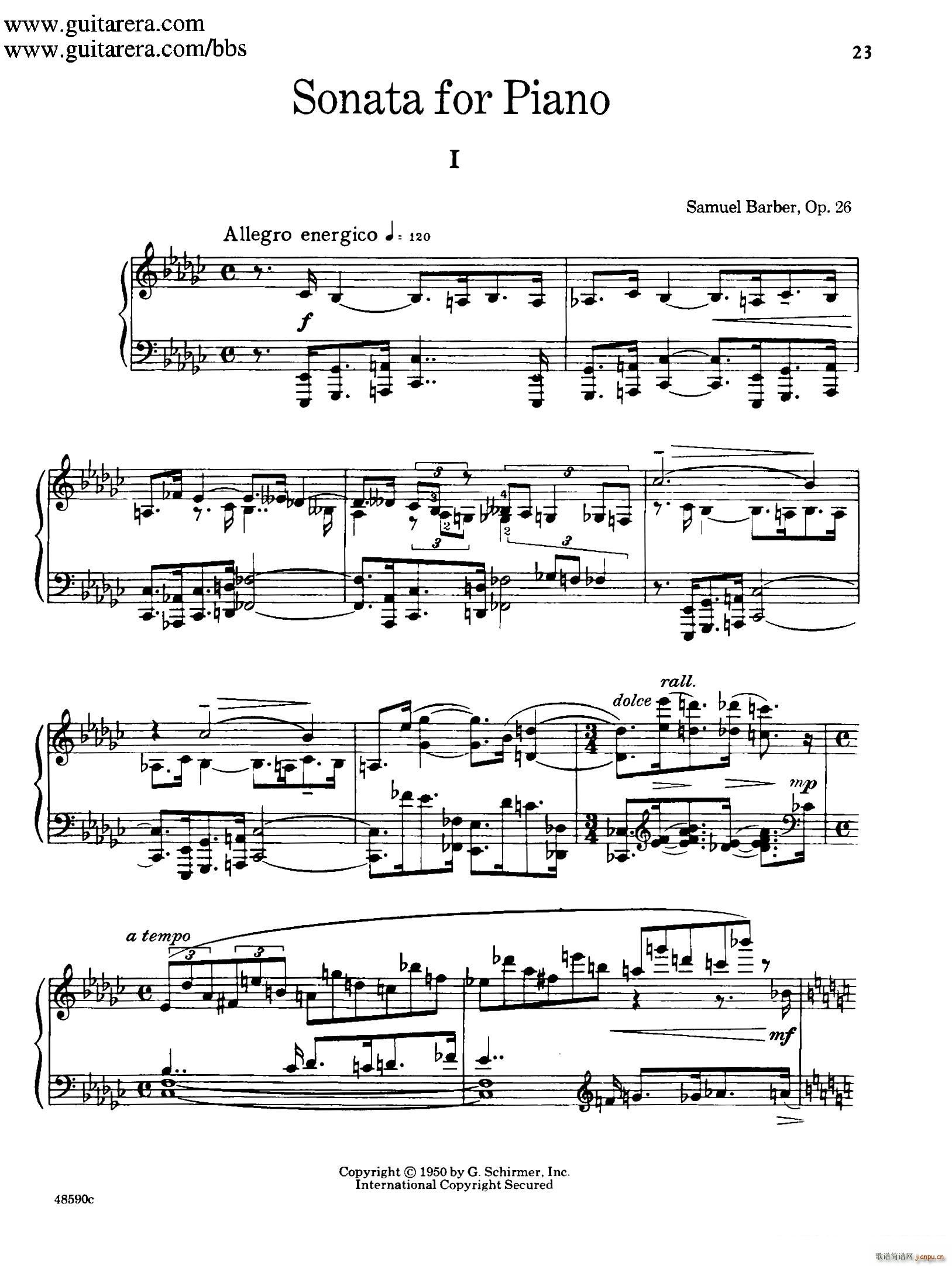 Piano Sonata Op 26 钢琴奏鸣曲 第一乐章(钢琴谱)1