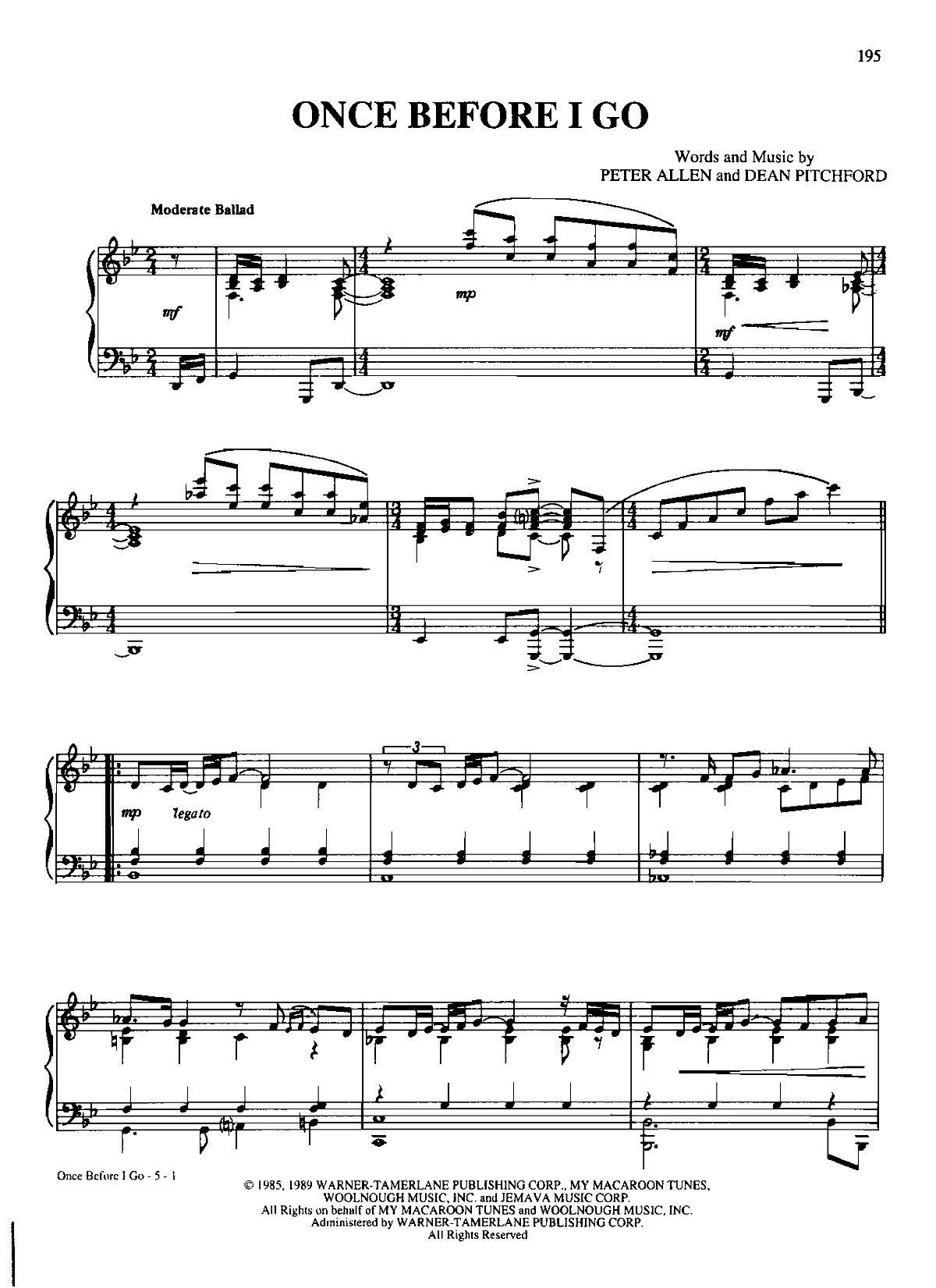 ONCE BEFORE I GO Dan Coates 流行情调 集(钢琴谱)1