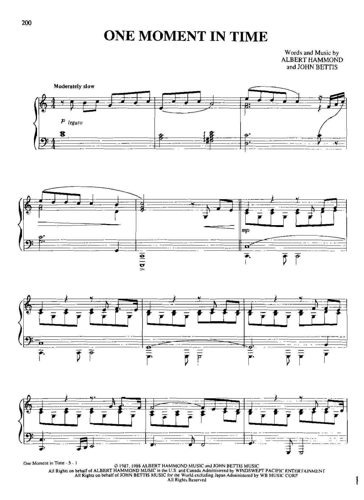 ONE MOMENT IN TIME Dan Coates 流行情调 集(钢琴谱)1