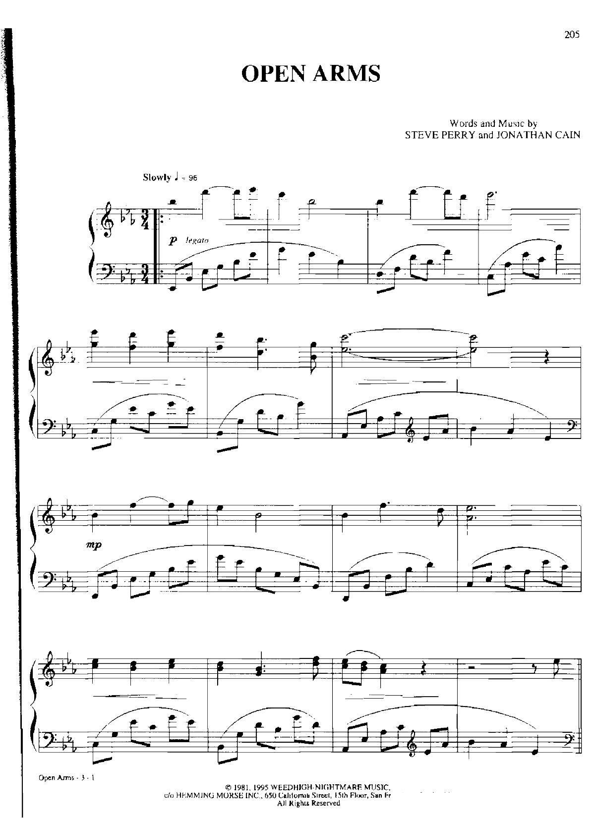 OPEN ARMS Dan Coates 流行情调 集(钢琴谱)1