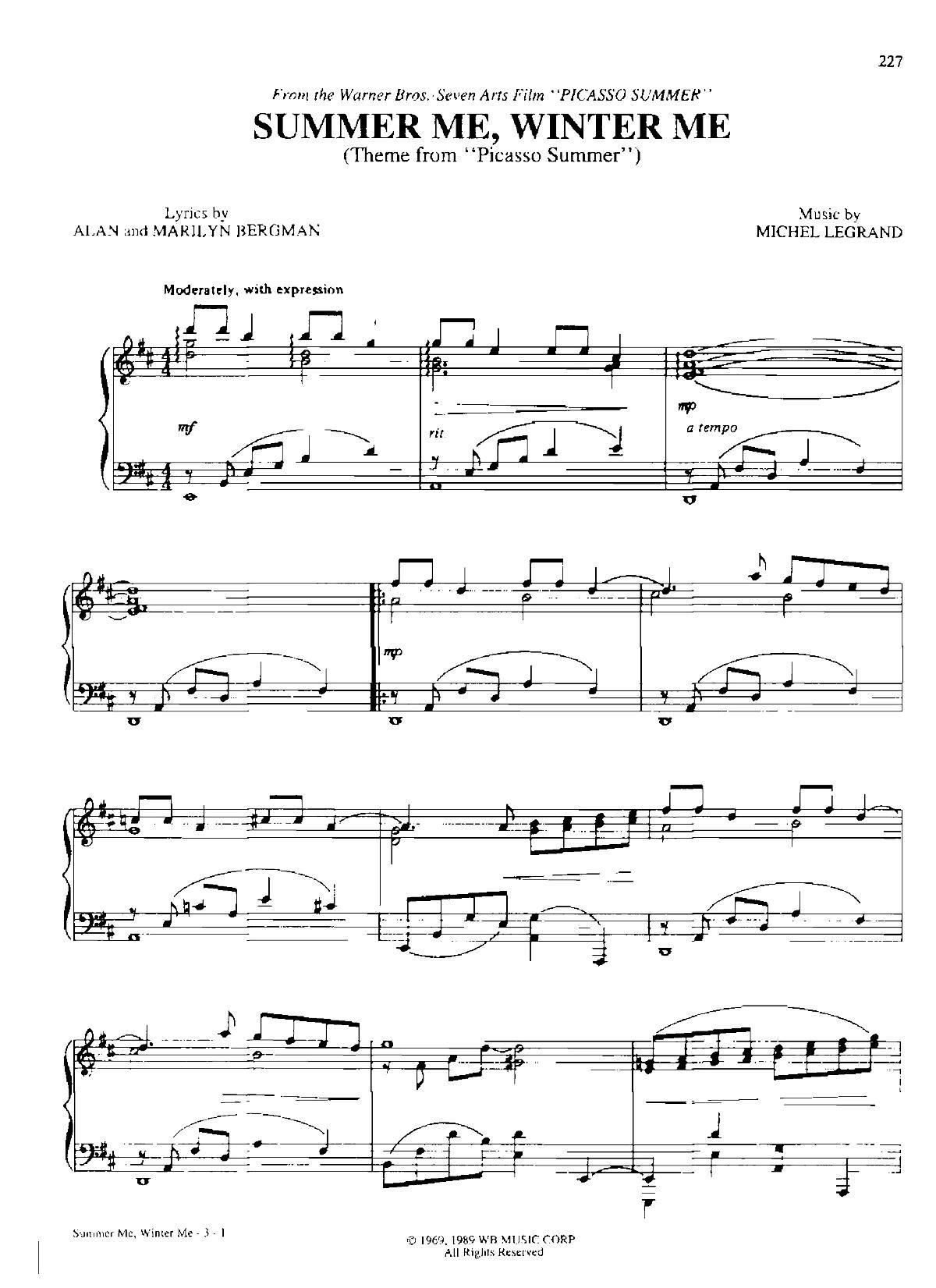 SUNMMER ME WINTER ME Dan Coates 流行情调 集(钢琴谱)1