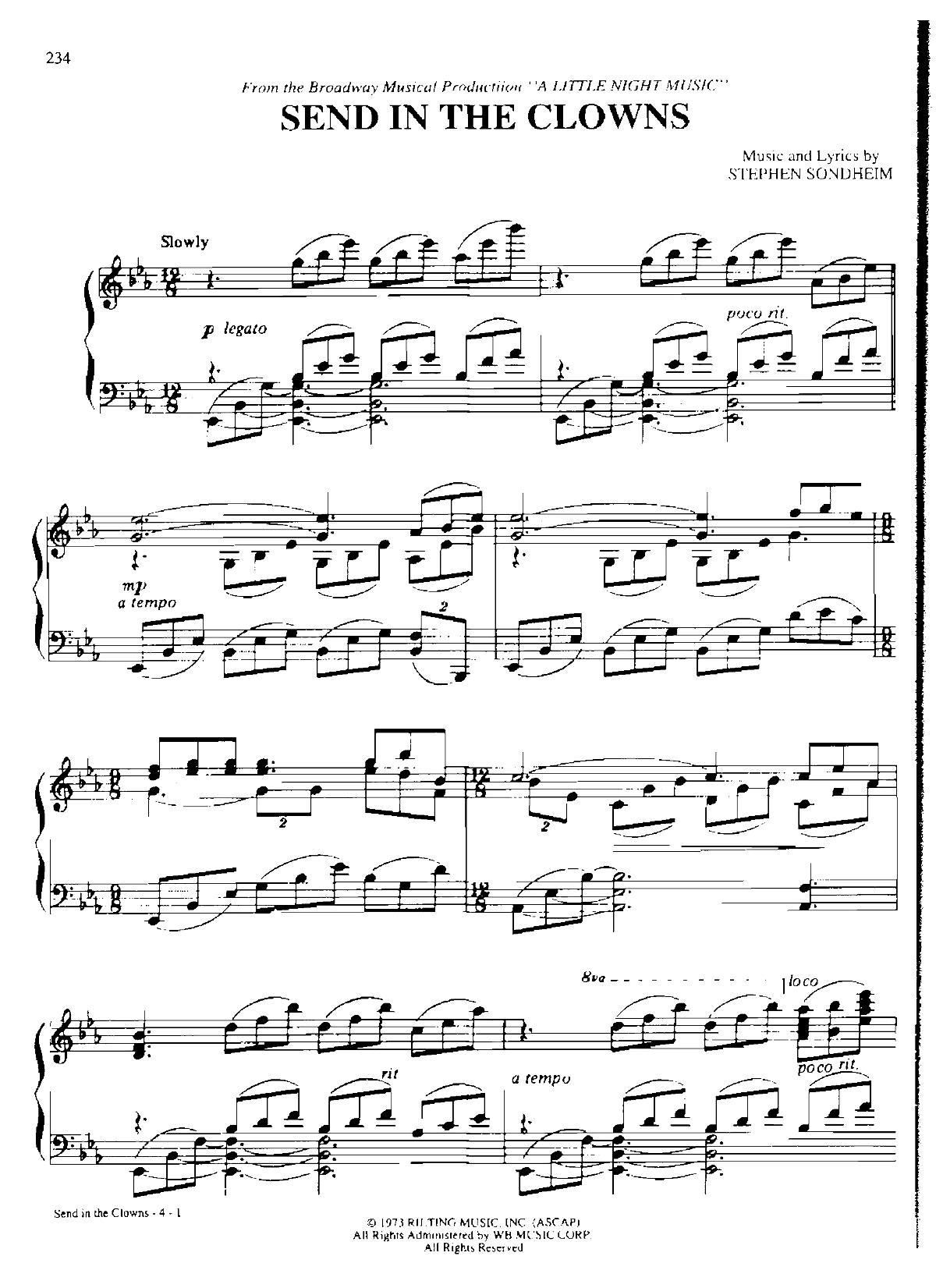 SEND IN THE CLOWNS Dan Coates 流行情调 集(钢琴谱)1