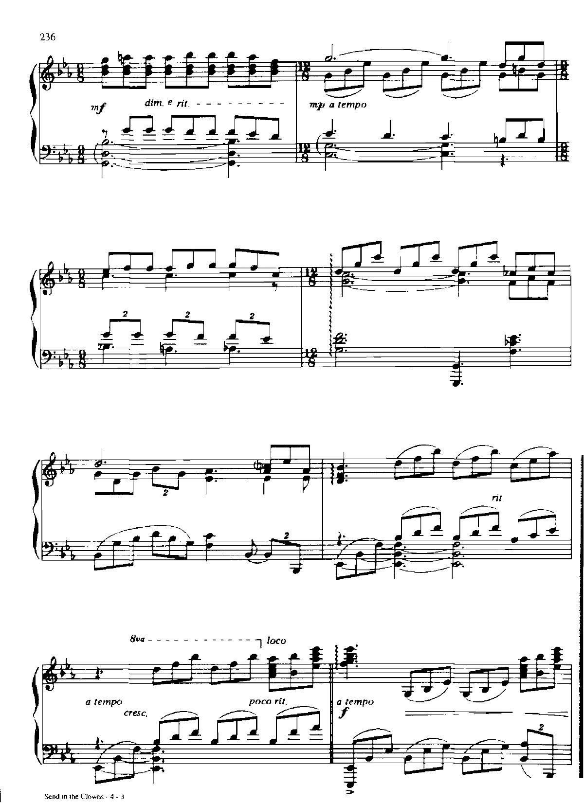 SEND IN THE CLOWNS Dan Coates 流行情调 集(钢琴谱)3