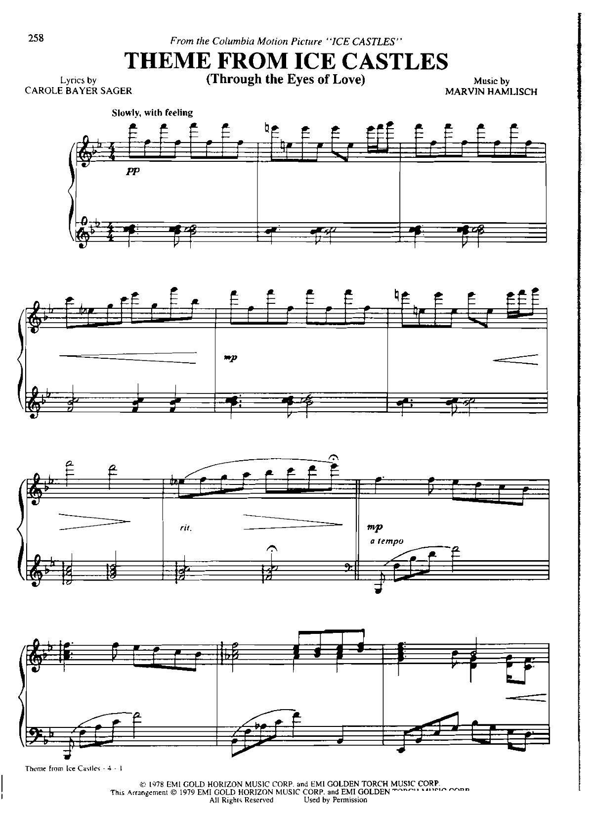 THEME FROM ICE CASTLES Dan Coates 流行情调 集(钢琴谱)1