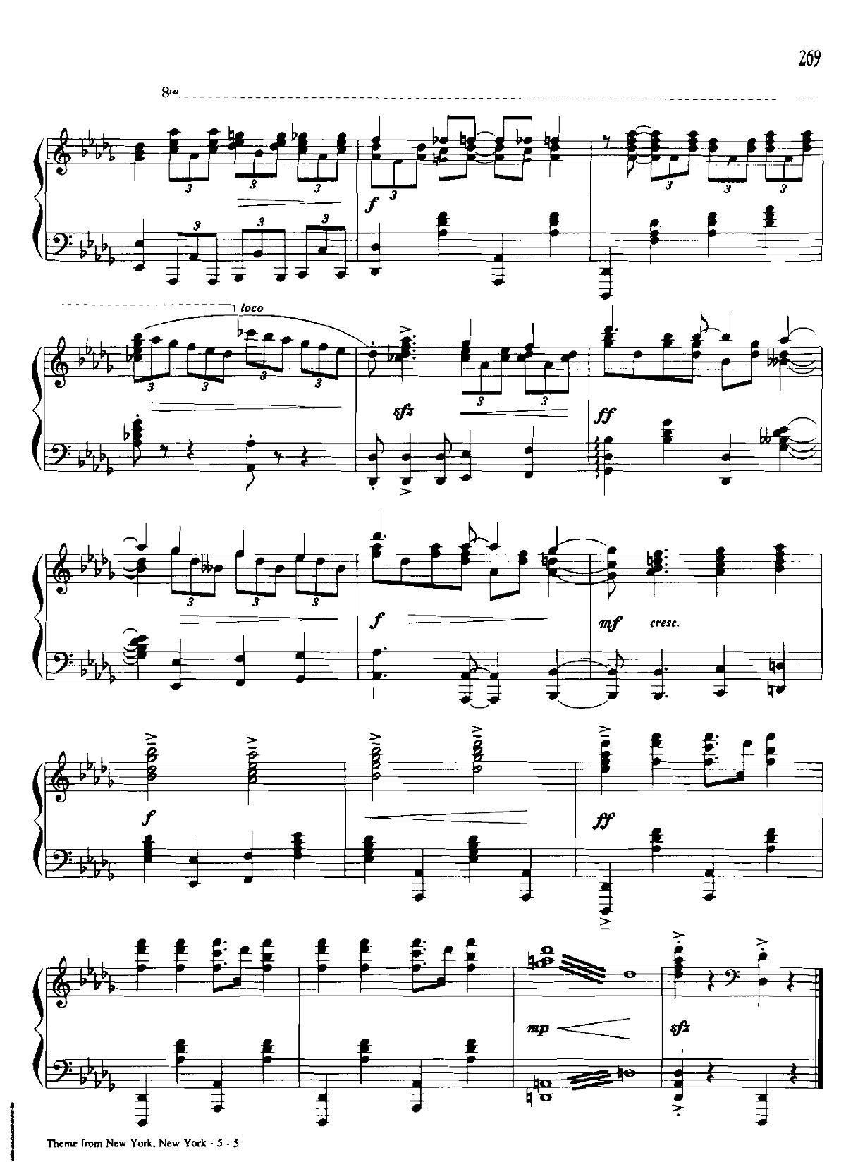 THEME FROM NEW YORK NEW YORK Dan Coates 流行情调 集(钢琴谱)5