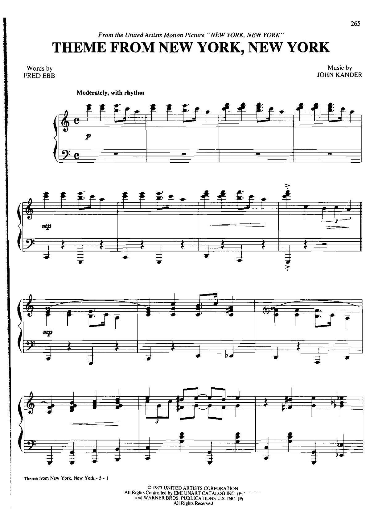 THEME FROM NEW YORK NEW YORK Dan Coates 流行情调 集(钢琴谱)1