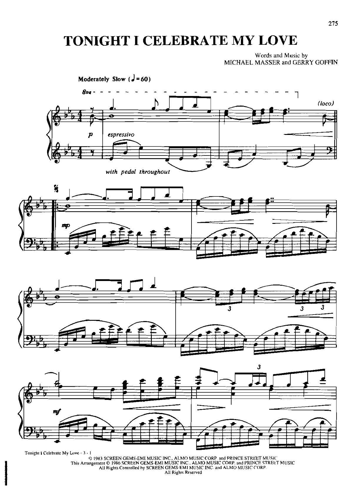 TONIGHT I CELEBRATE MY LOVE Dan Coates 流行情调 集(钢琴谱)1