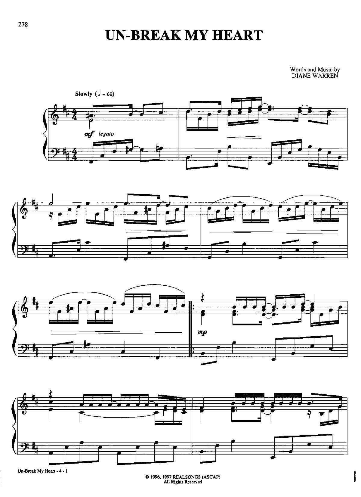 UN BREAK MY HEART Dan Coates 流行情调 集(钢琴谱)1