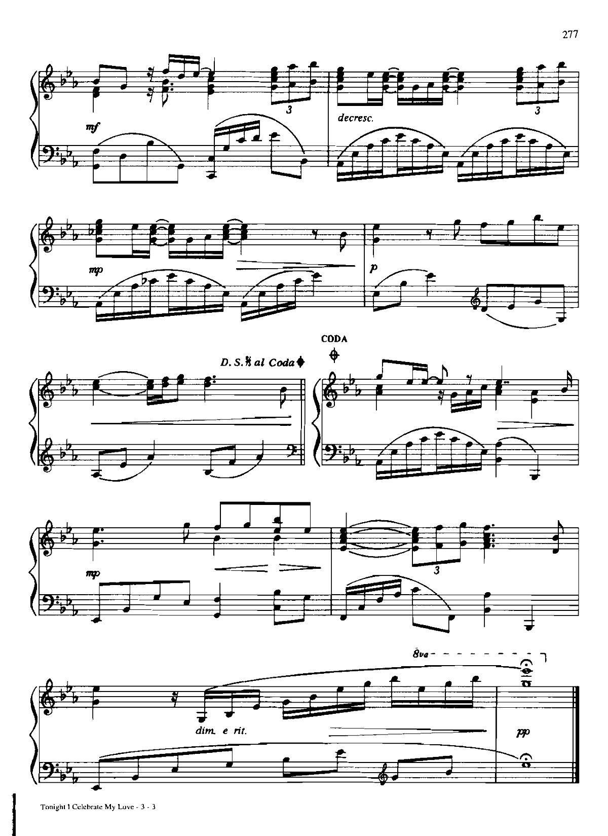 TONIGHT I CELEBRATE MY LOVE Dan Coates 流行情调 集(钢琴谱)3