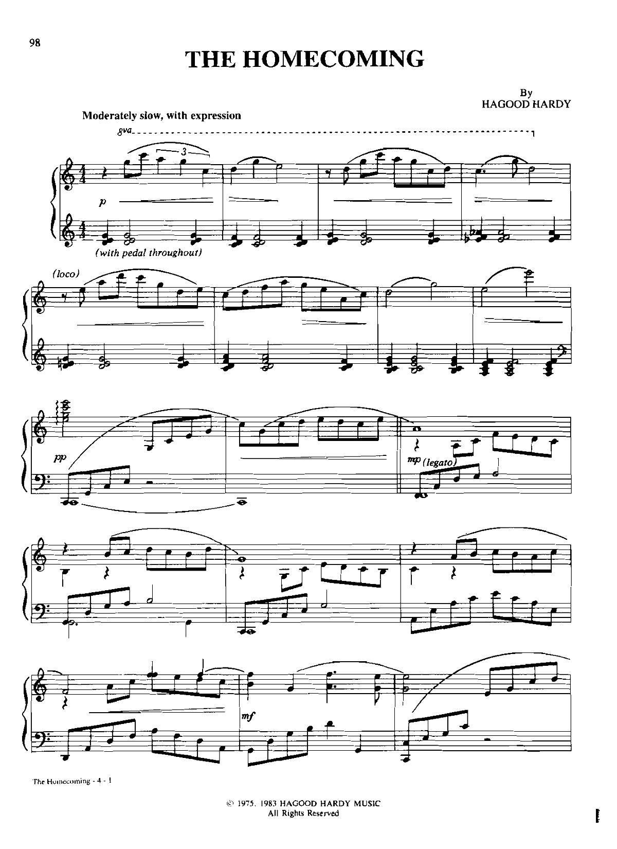 the homecoming Dan Coates 流行情调 集(钢琴谱)1