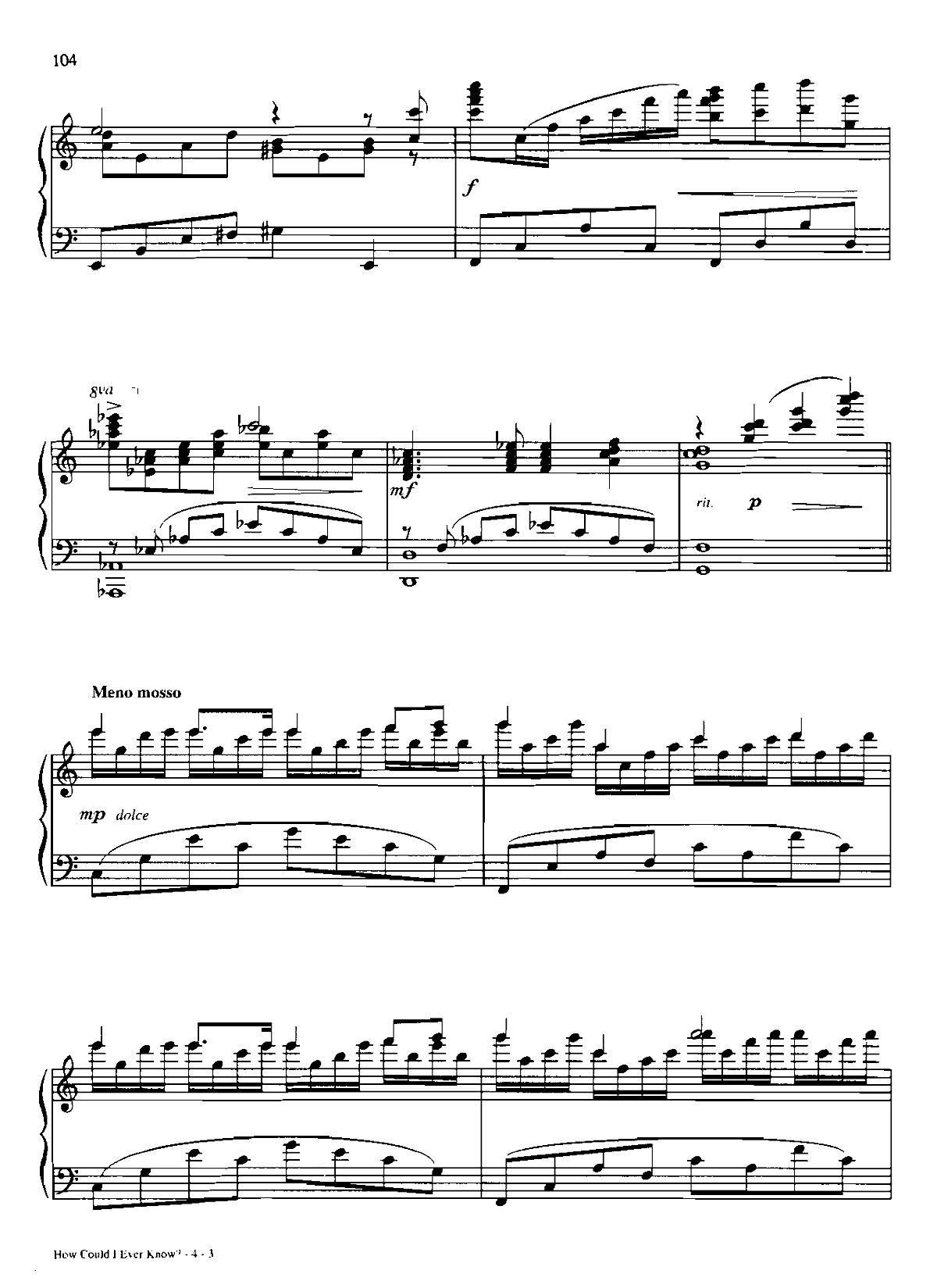 HOW COULD I EVER KNOW Dan Coates 流行情调 集(钢琴谱)3