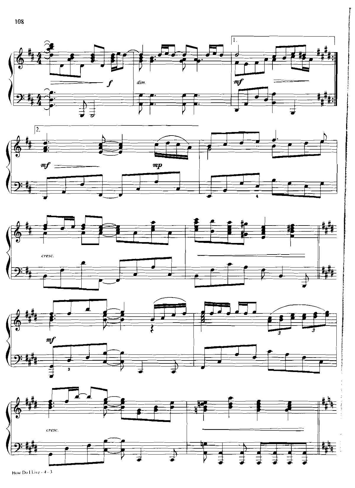 MOW DO I LIVE Dan Coates 流行情调 集(钢琴谱)3