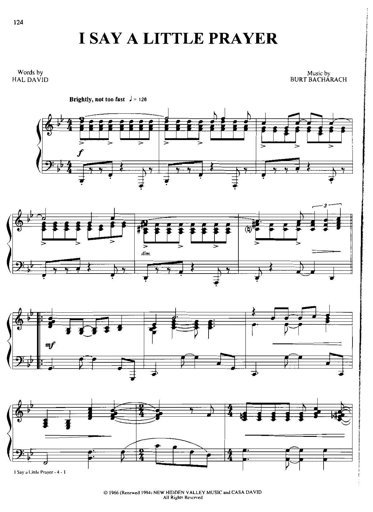 I SAY A LITTLE PRAYER Dan Coates 流行情调 集(钢琴谱)1