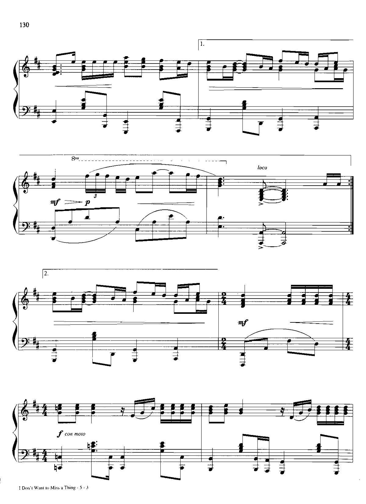 I DON T WANT TO MISS A THING Dan Coates 流行情调 集(钢琴谱)3