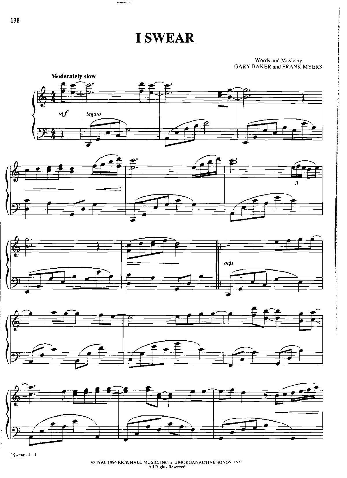 I SWEAR Dan Coates 流行情调 集(钢琴谱)1