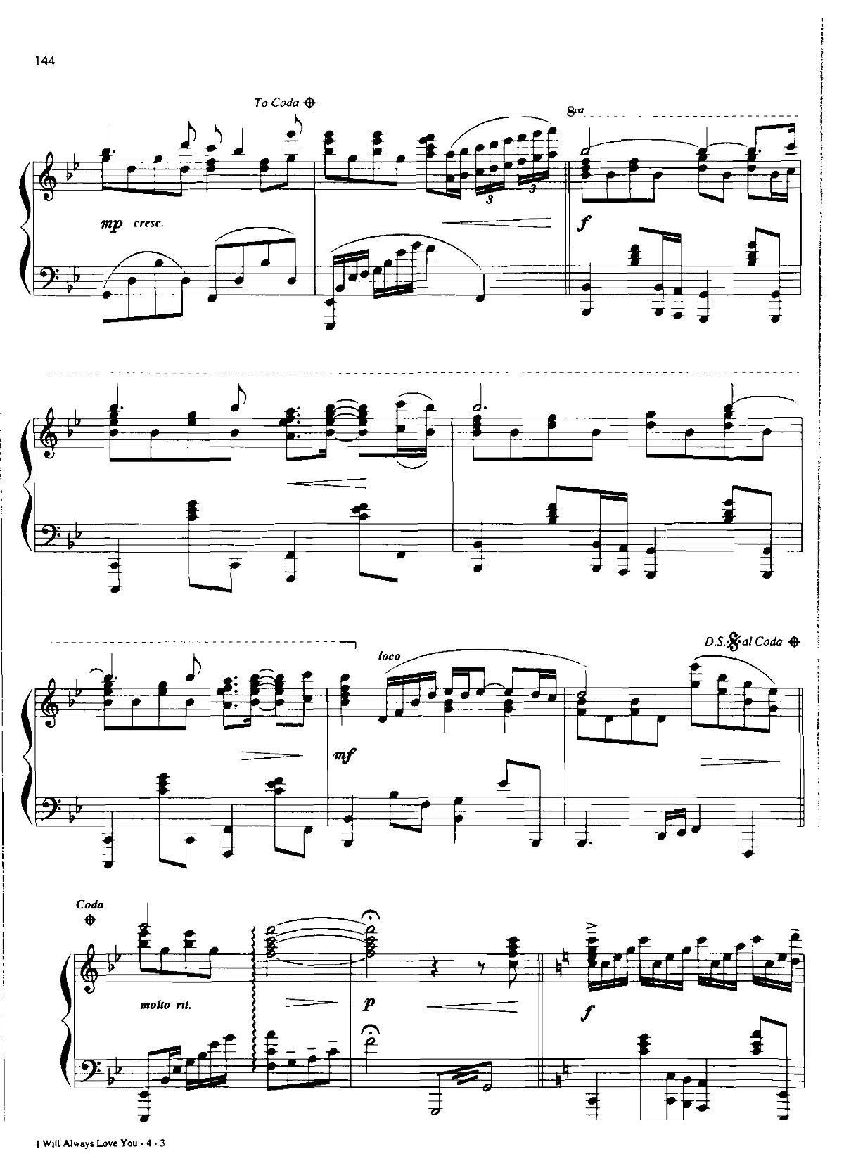 I WILL ALWAYS LOVK YOU Dan Coates 流行情调 集(钢琴谱)3