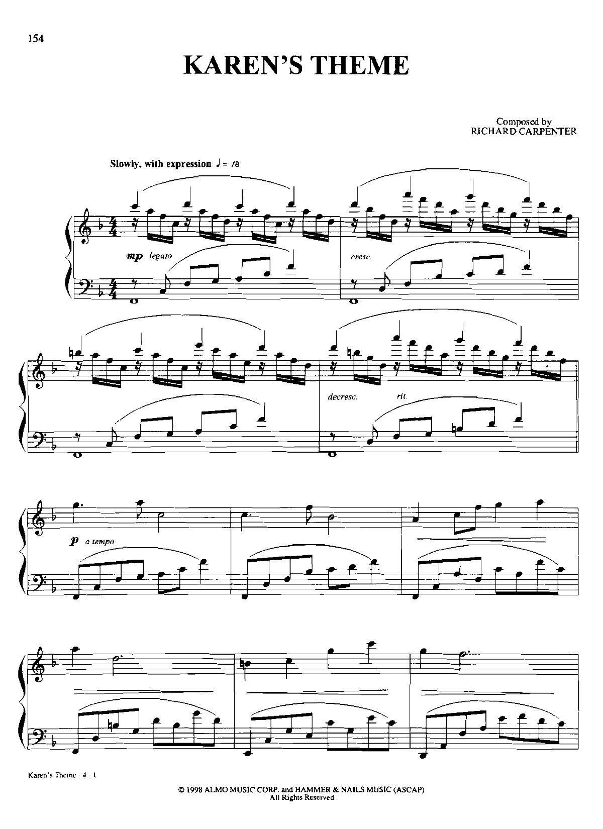 KAREN S THEME Dan Coates 流行情调 集(钢琴谱)1