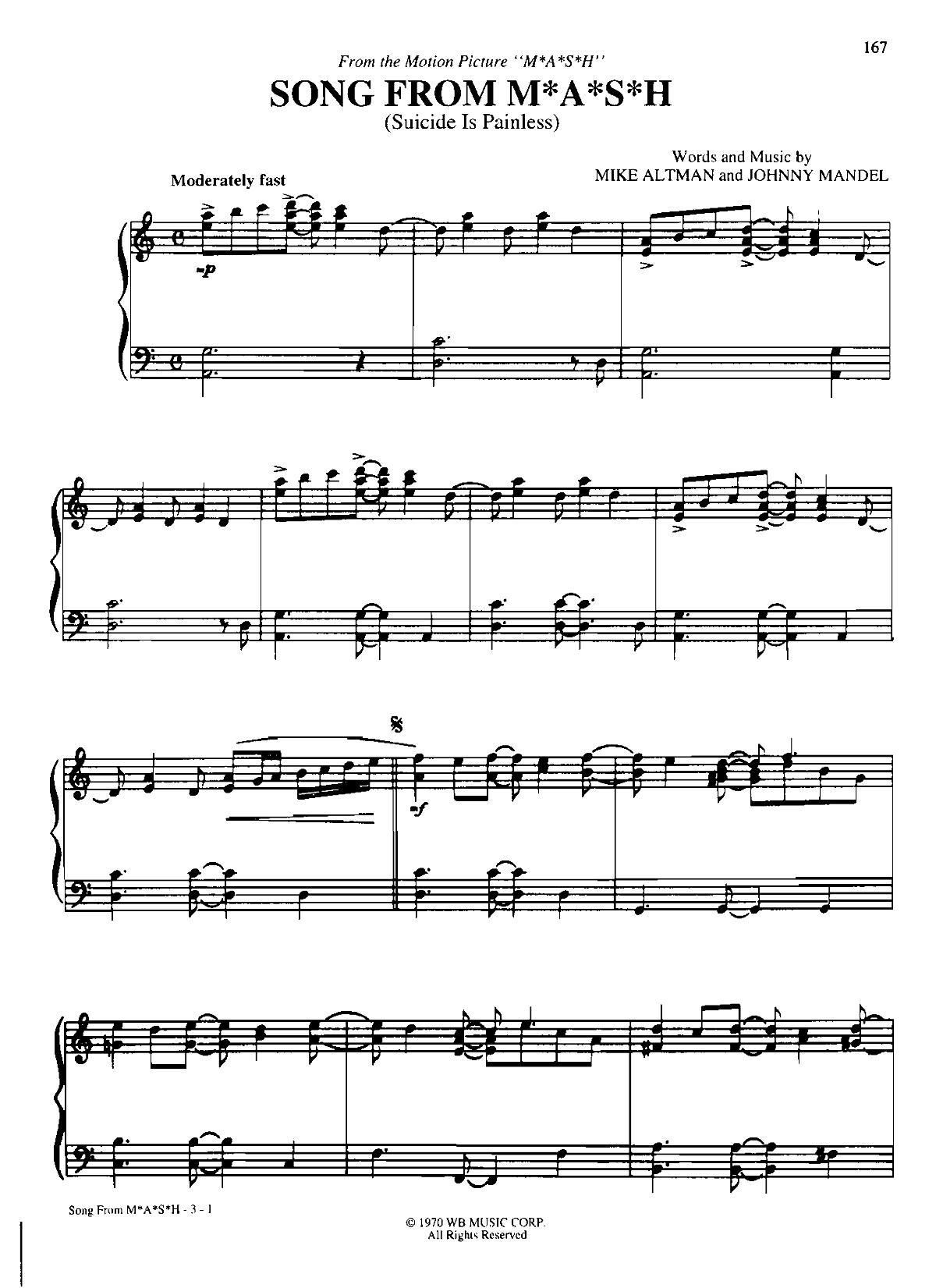 SONG FROM MASH Dan Coates 流行情调 集(钢琴谱)1