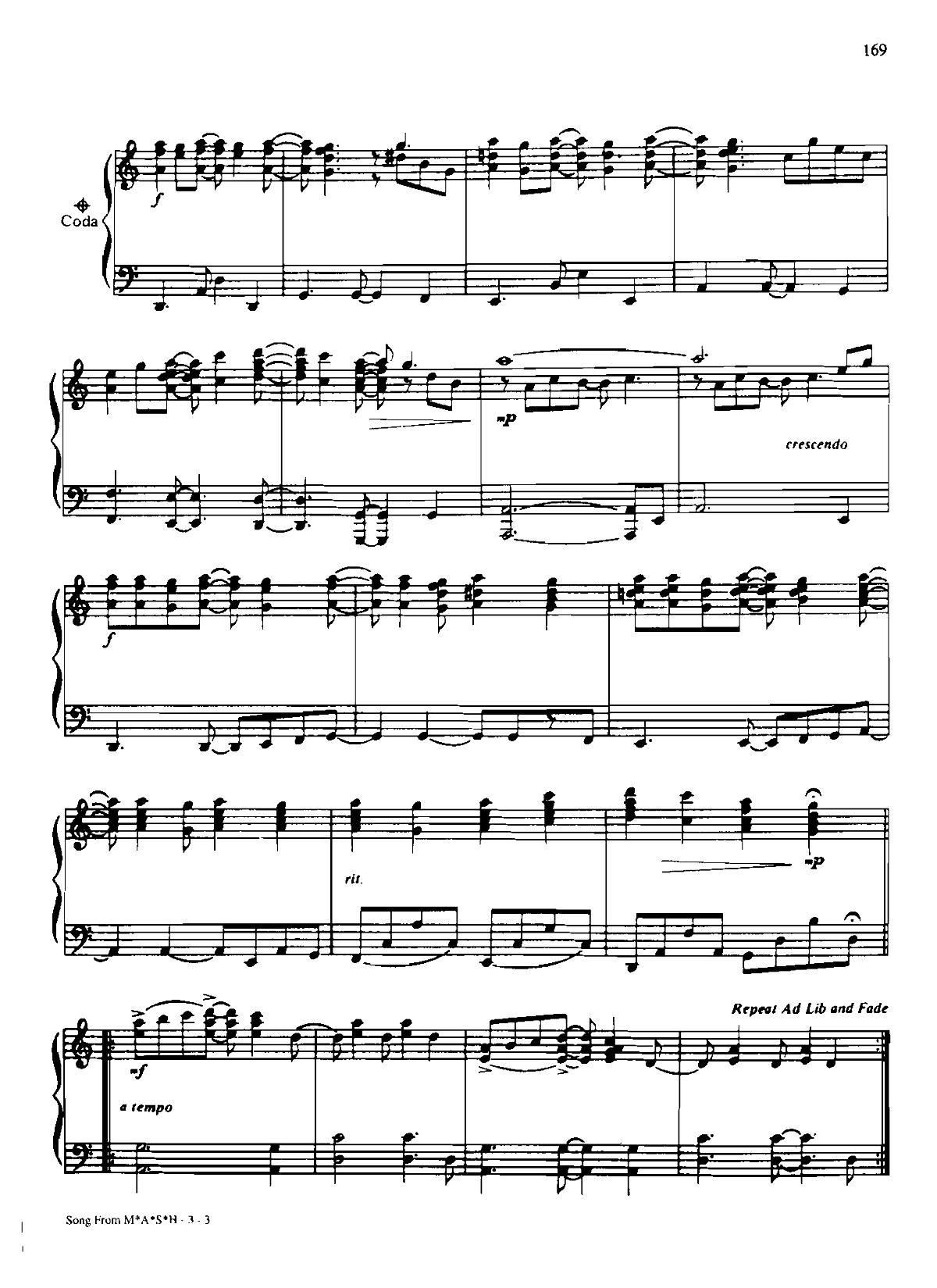 SONG FROM MASH Dan Coates 流行情调 集(钢琴谱)3