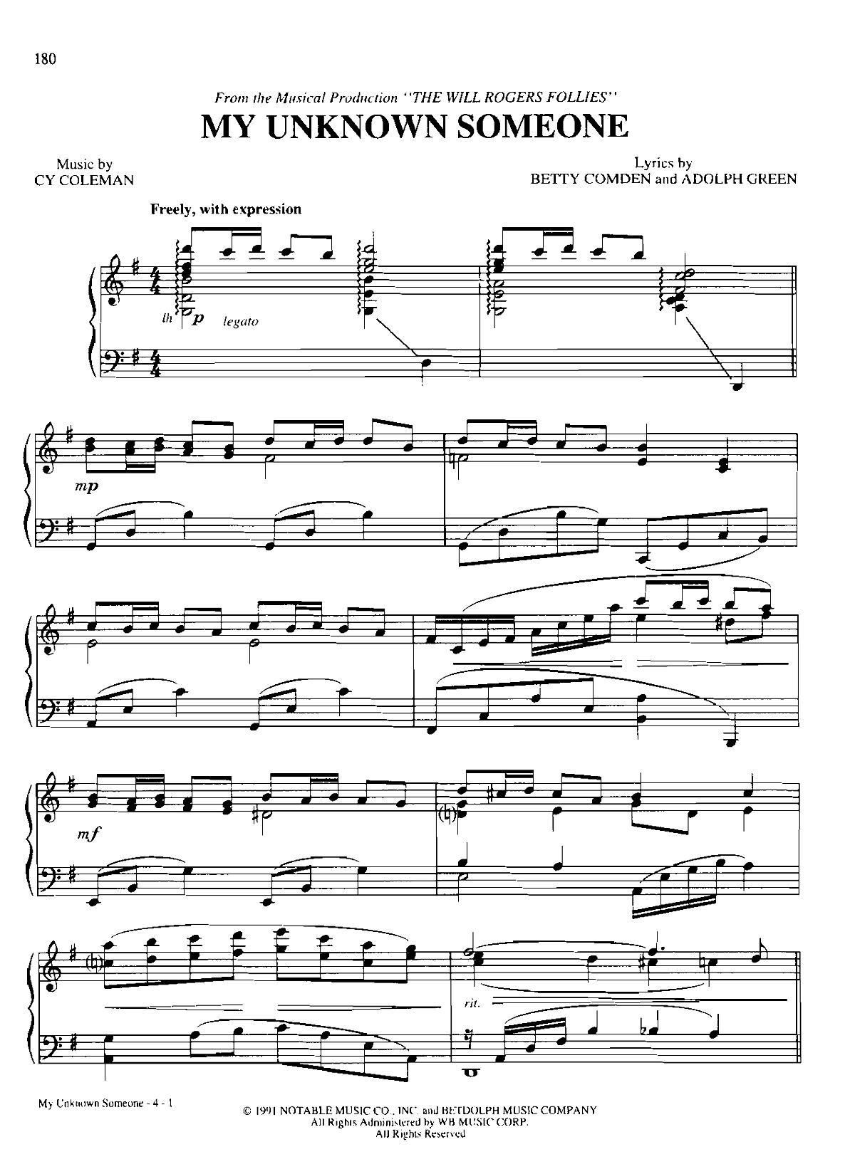 MY UNKNOWN SOMEONE Dan Coates 流行情调 集(钢琴谱)1