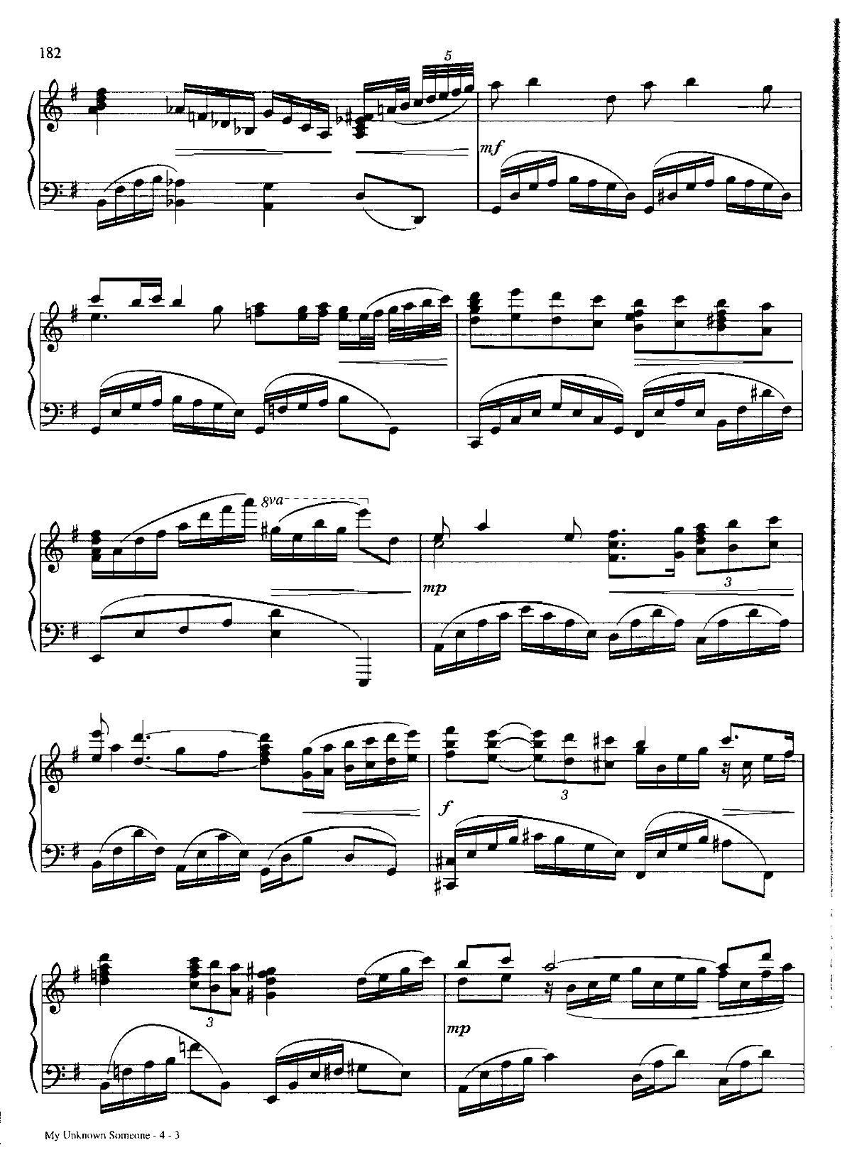 MY UNKNOWN SOMEONE Dan Coates 流行情调 集(钢琴谱)3