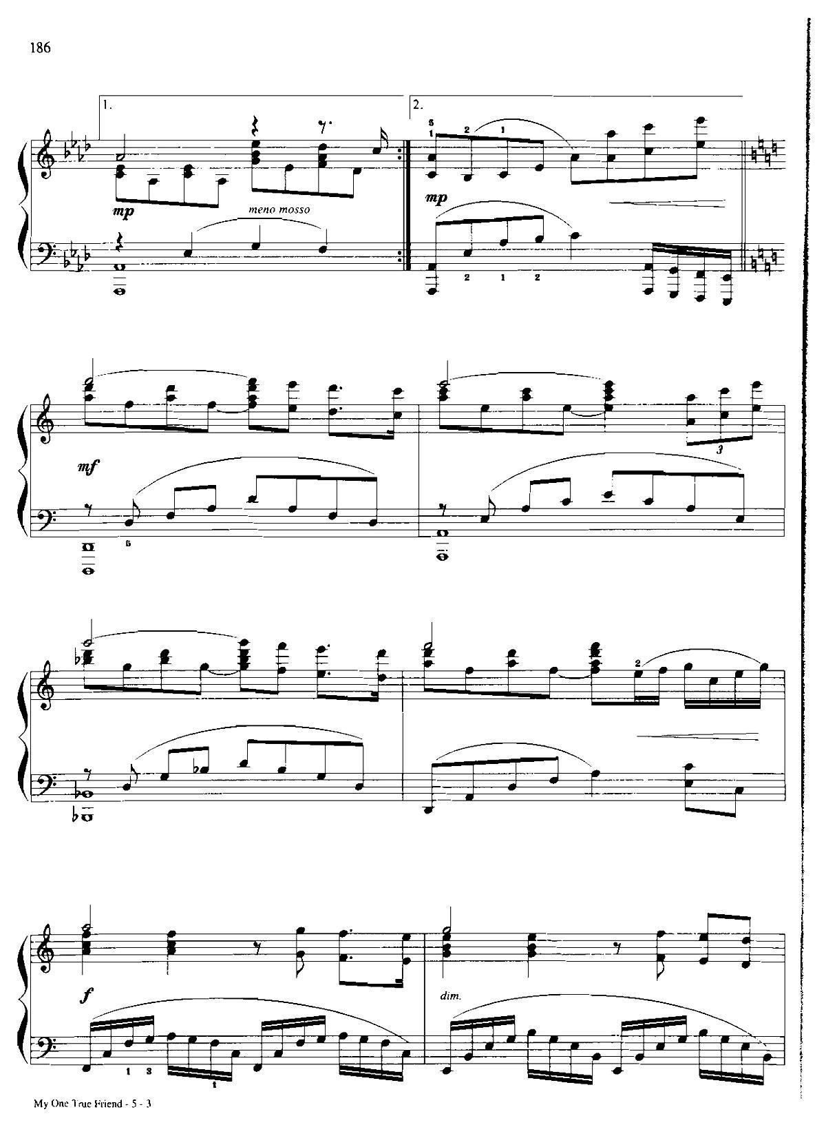 MY ONE TRUE FRIEND Dan Coates 流行情调 集(钢琴谱)3