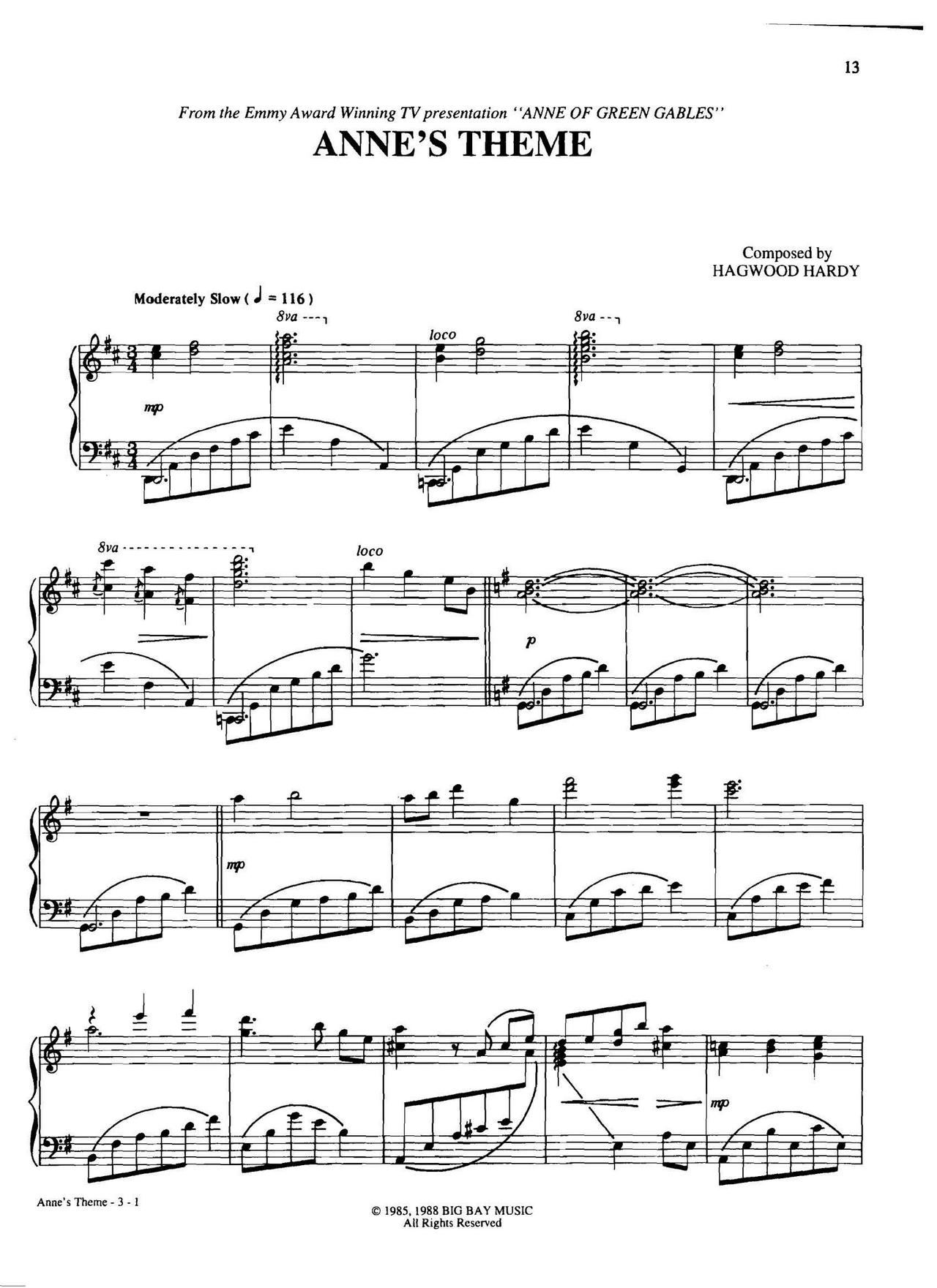 anne s theme Dan Coates 流行情调 集(钢琴谱)1