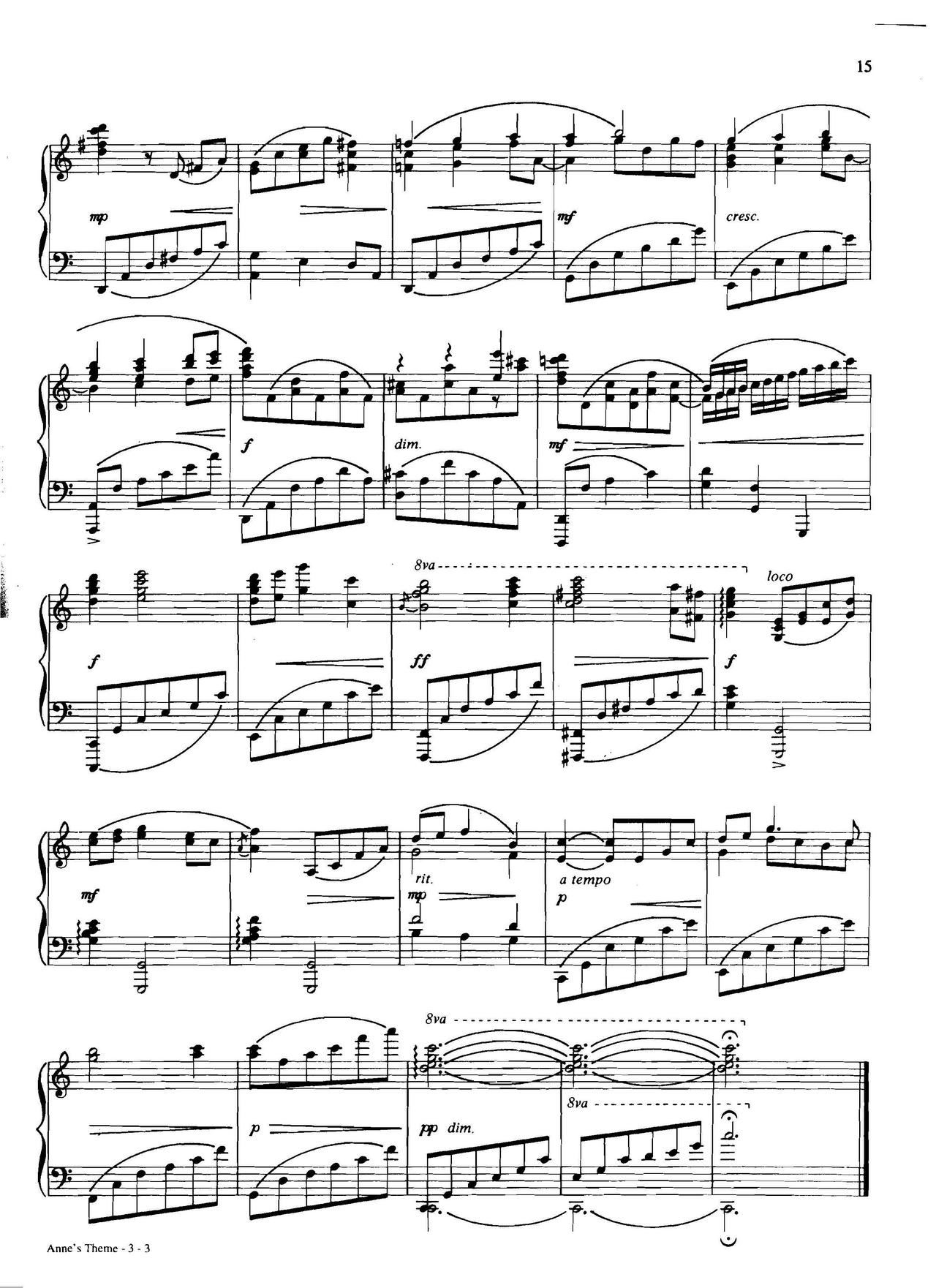 anne s theme Dan Coates 流行情调 集(钢琴谱)3