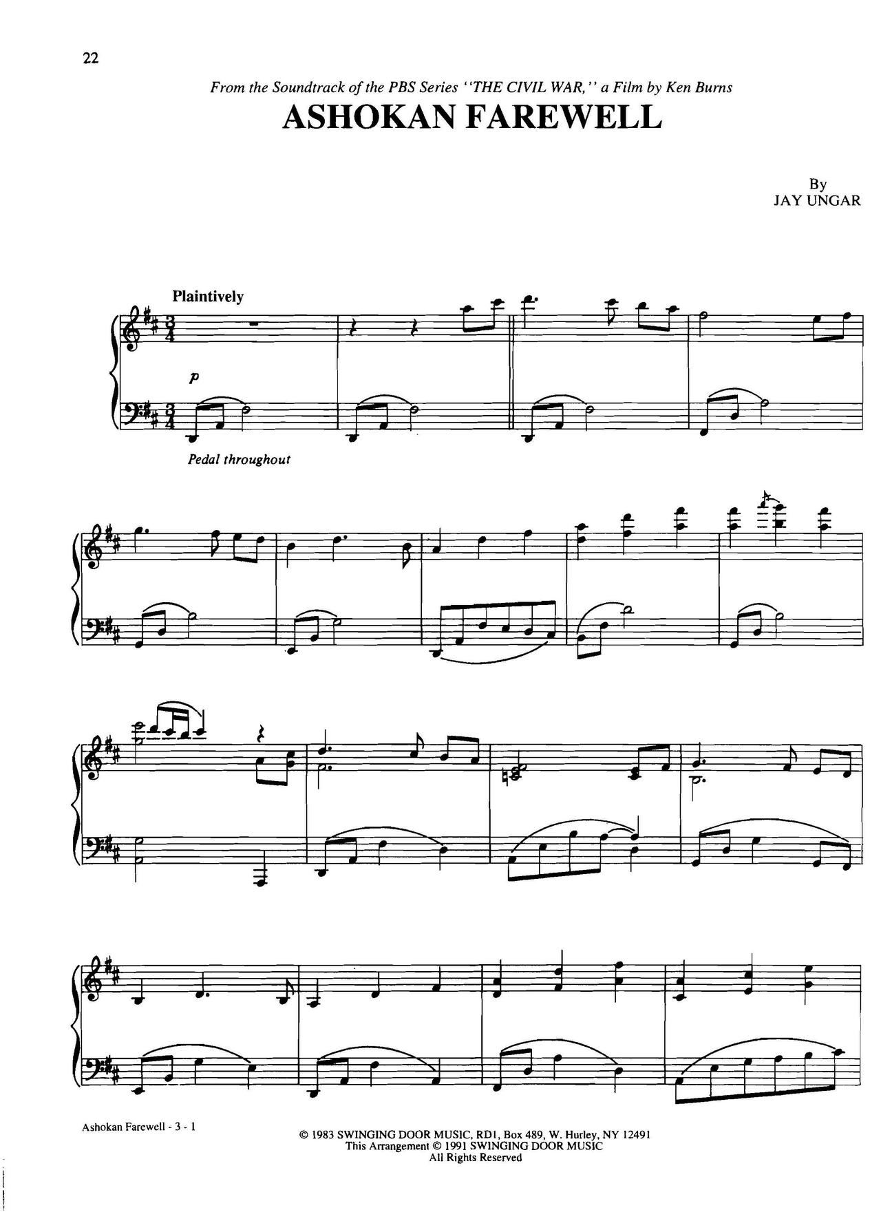 ashokan farewell Dan Coates 流行情调 集(钢琴谱)1