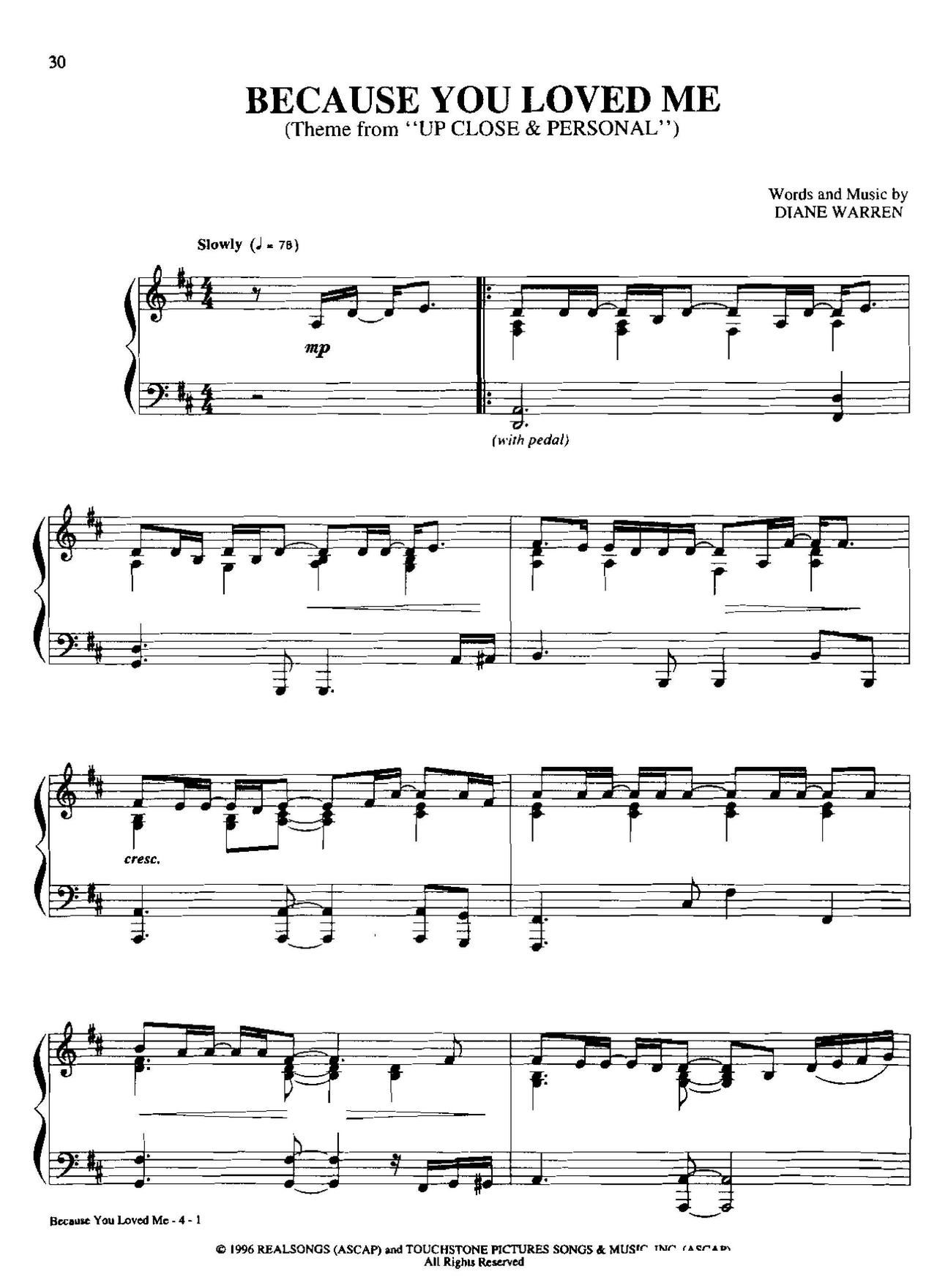 because you loved Dan Coates 流行情调 集(钢琴谱)1