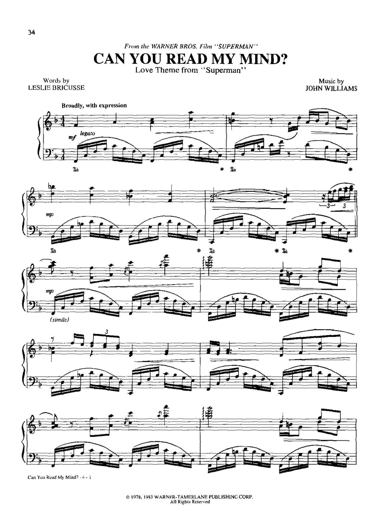 can you read my mind Dan Coates 流行情调 集(钢琴谱)1