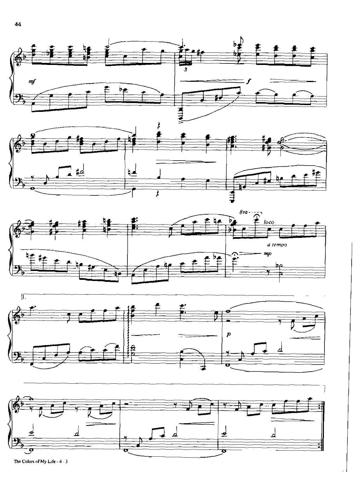 the colors of my life Dan Coates 流行情调 集(钢琴谱)3