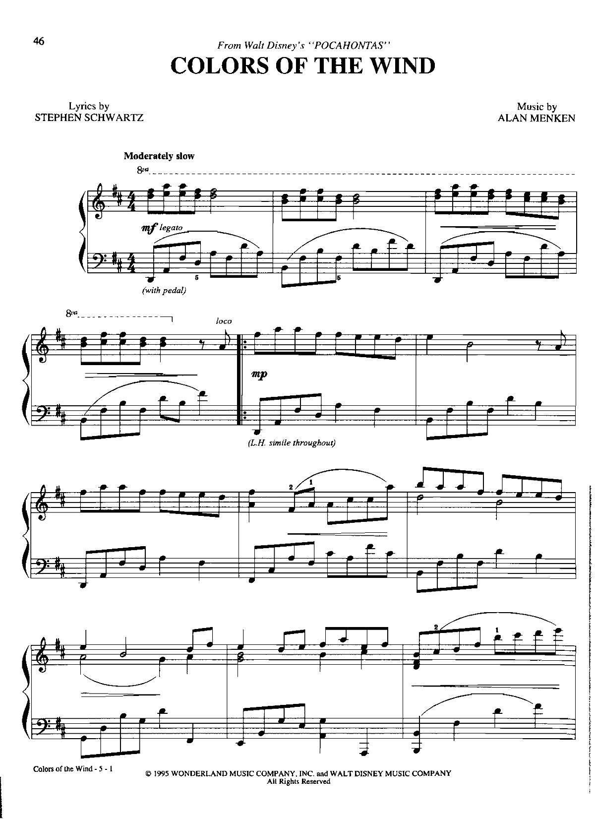 colors of the wind Dan Coates 流行情调 集(钢琴谱)1