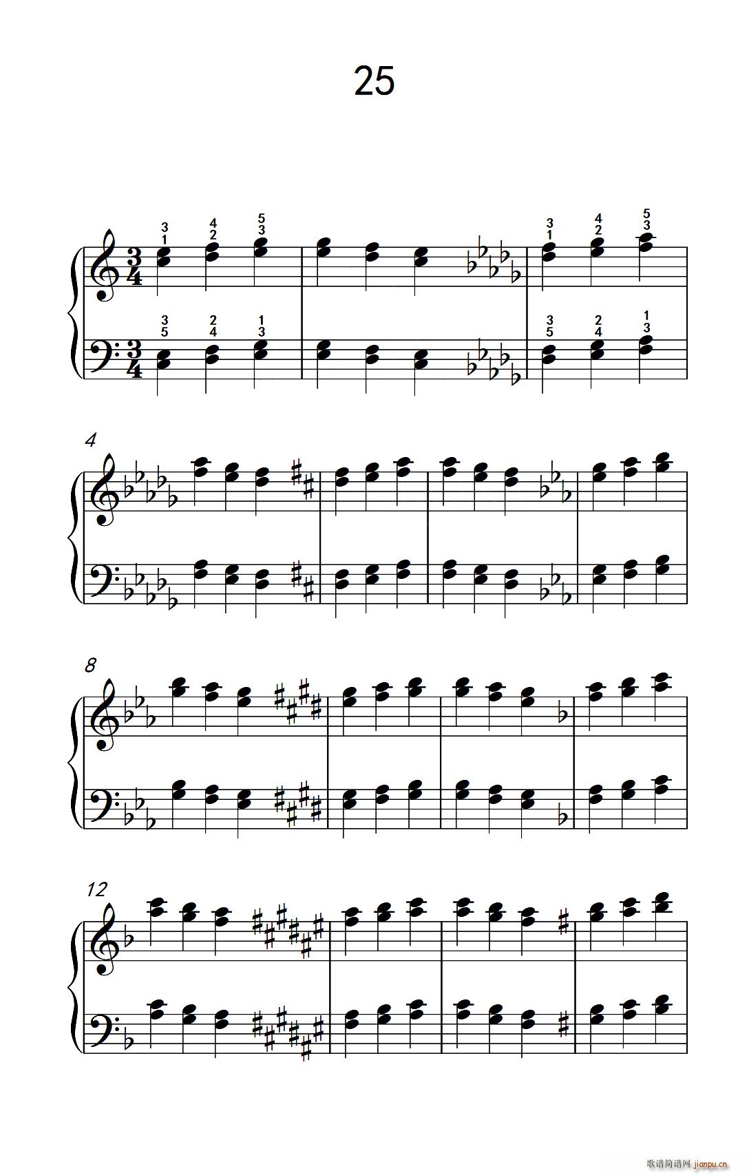 双音练习 25 儿童钢琴手指练习 2(钢琴谱)1