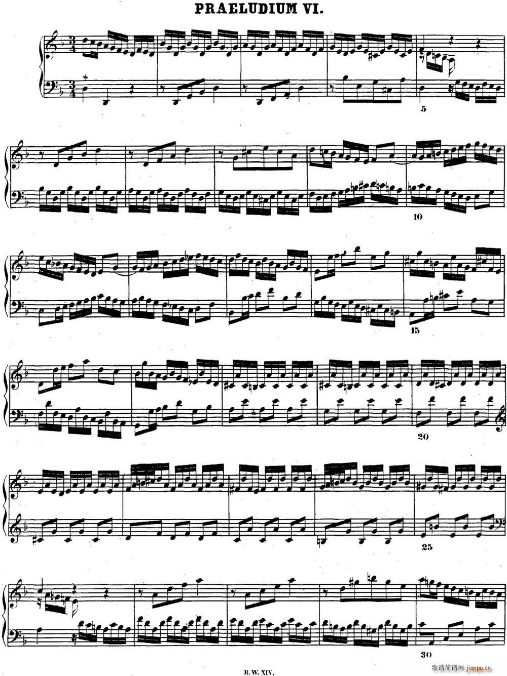巴赫 平均律钢琴曲集 第二卷 之前奏曲 NO 6(钢琴谱)1