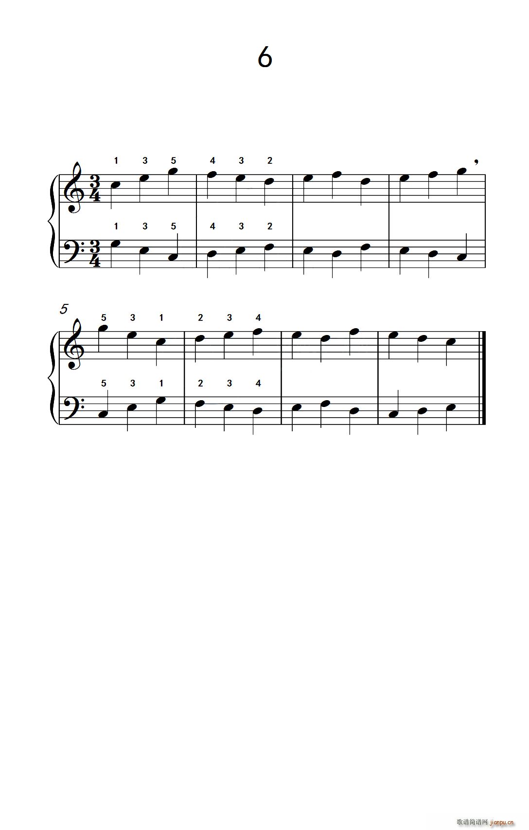 一 非连音练习6 儿童钢琴手指练习 1(钢琴谱)1