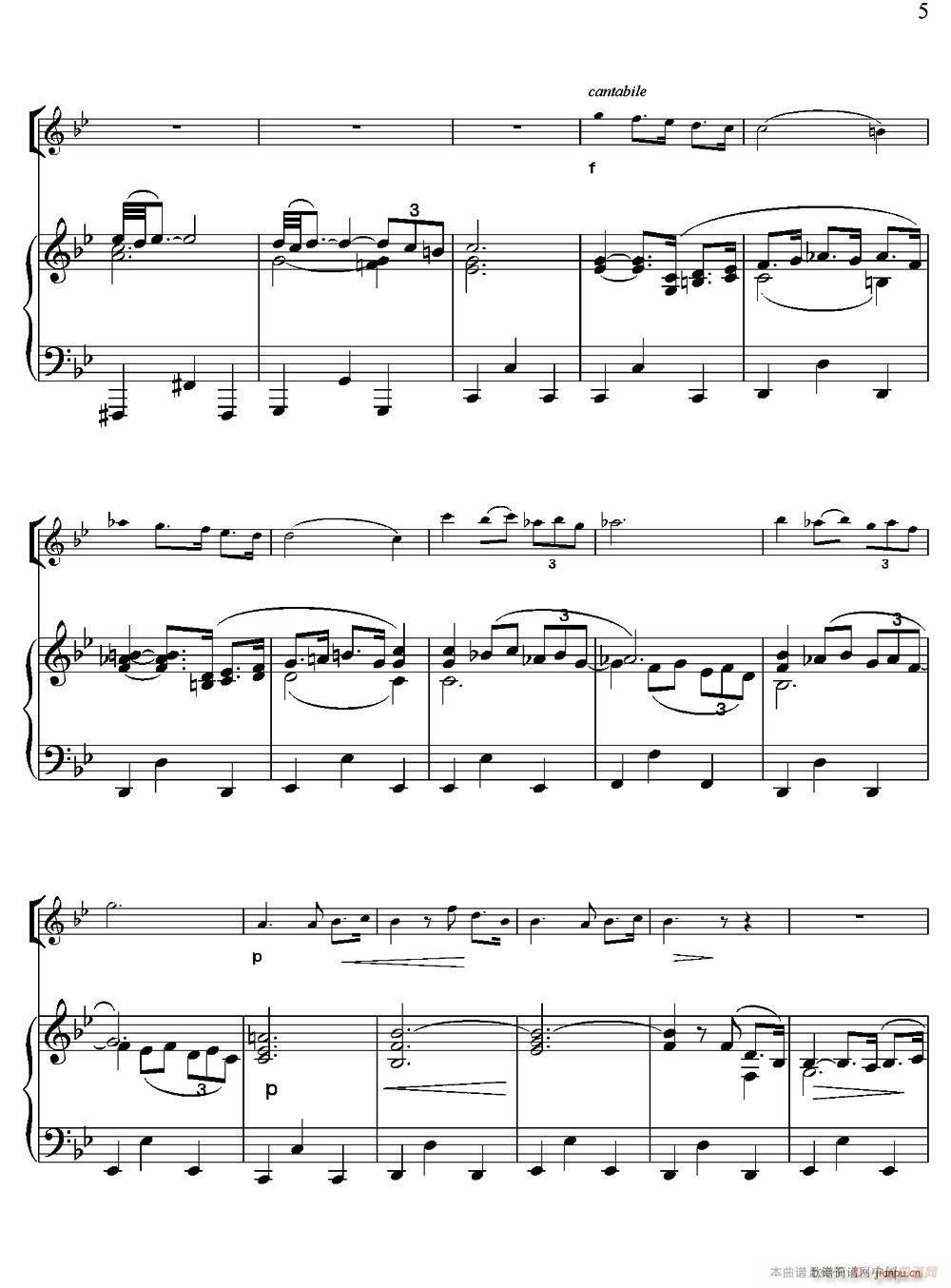 Adagio for Strings Organ 柔板 钢琴伴奏(钢琴谱)5