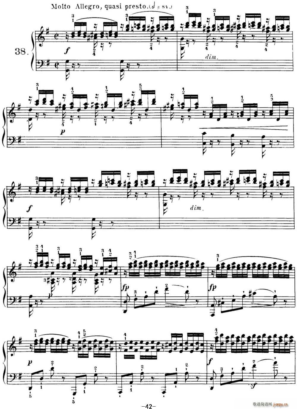 40首车尔尼Op 299钢琴快速练习曲 NO 38(钢琴谱)1