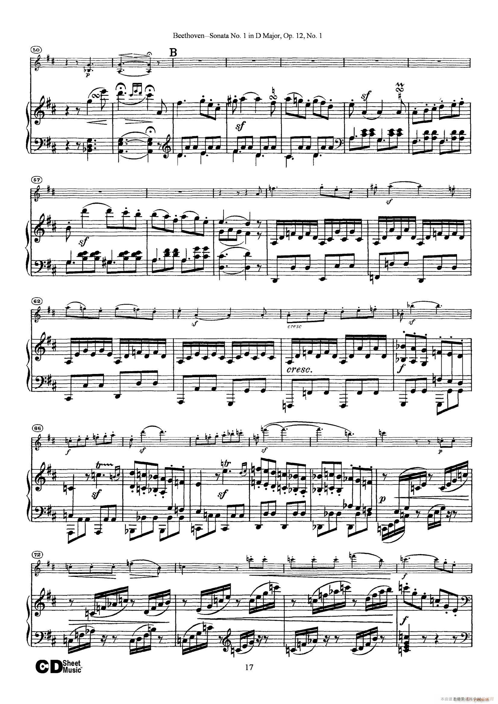 D大调第一小提琴奏鸣曲 Sonata No 1 in D Major Op 12 No 1 钢琴伴奏(钢琴谱)17