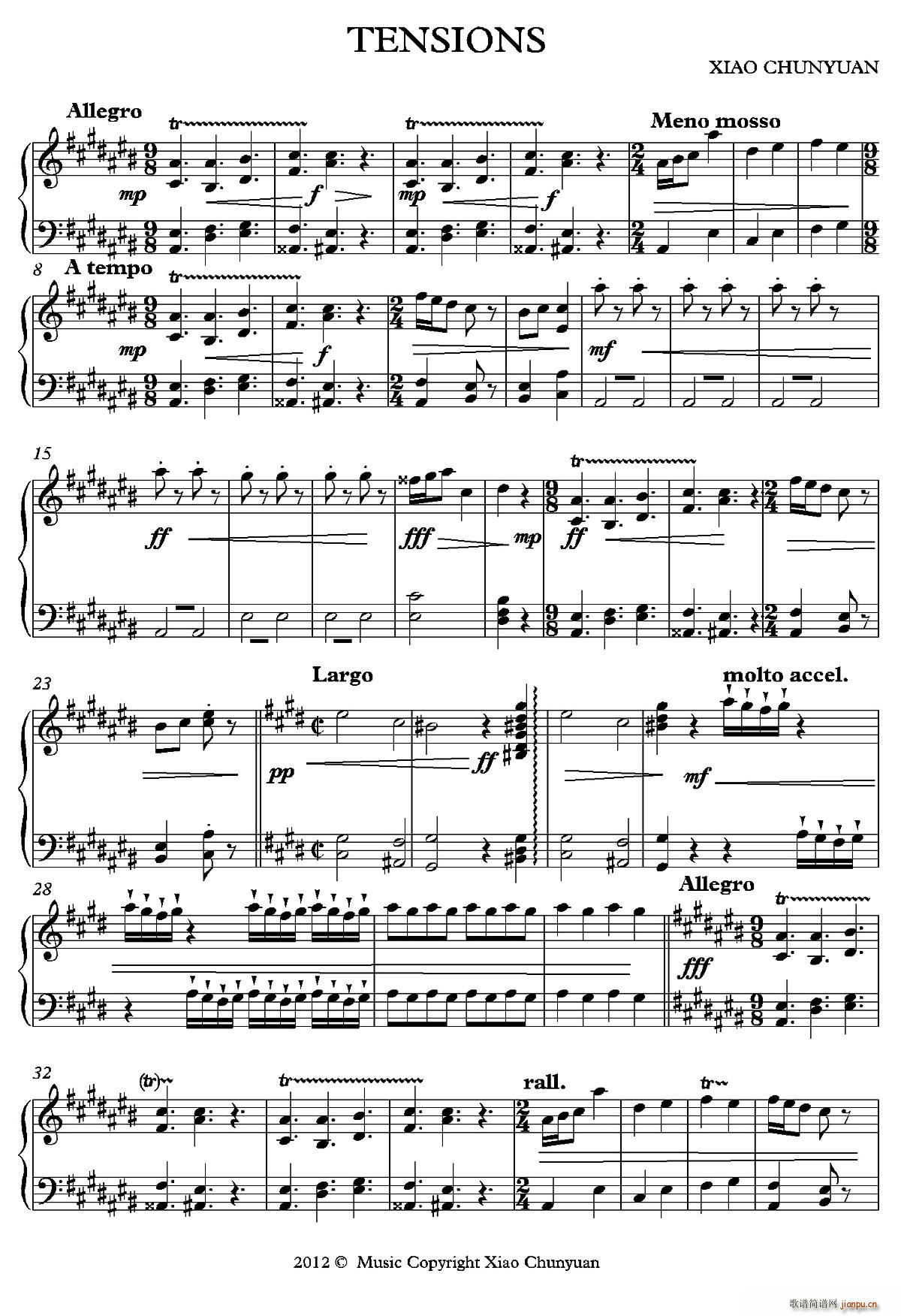 Tensions 钢琴独奏曲(钢琴谱)1