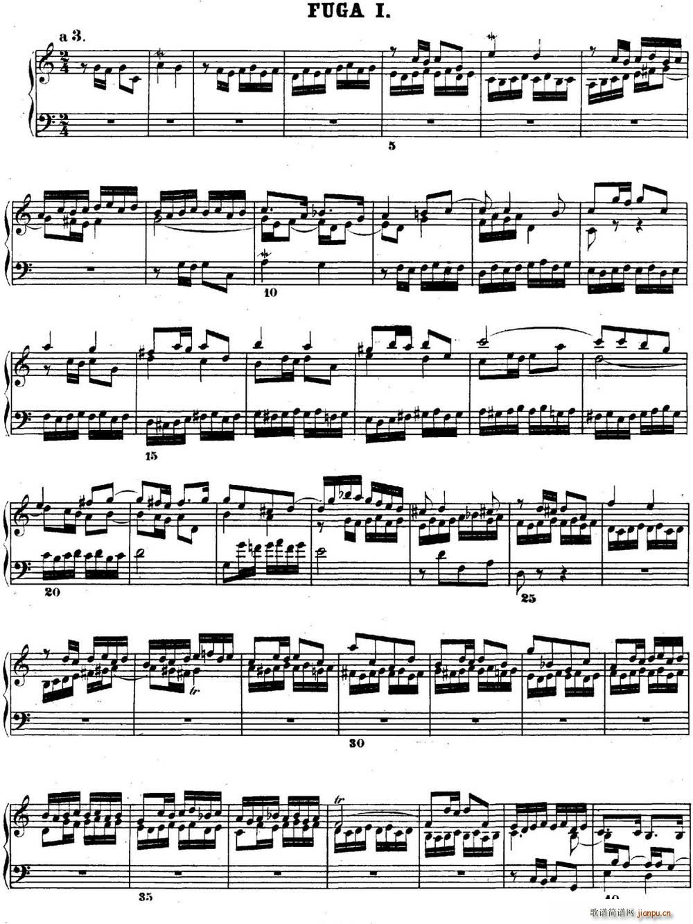 巴赫 平均律钢琴曲集 第二卷 之赋格曲 NO 1(钢琴谱)1