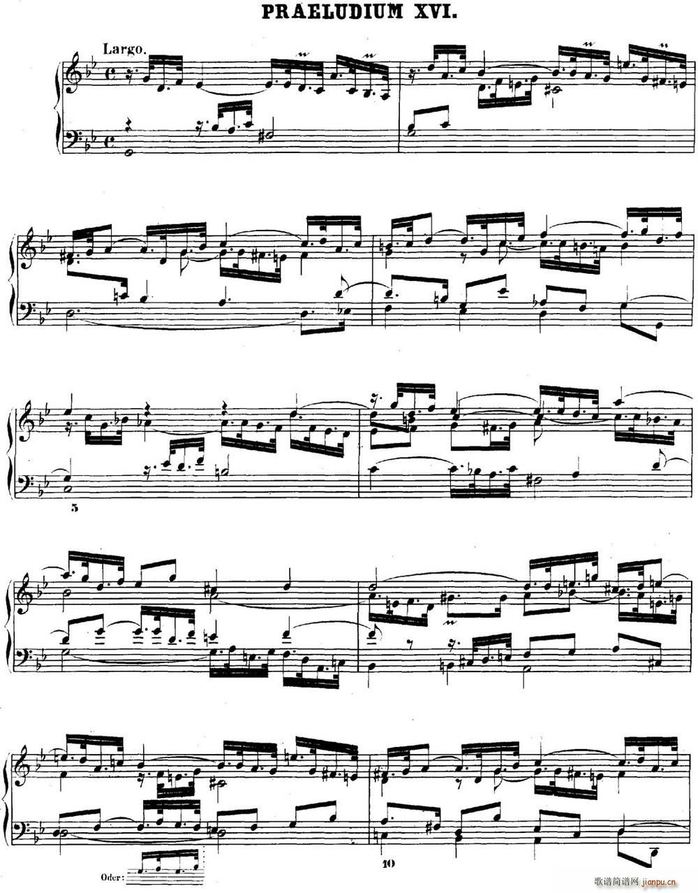 巴赫 平均律钢琴曲集 第二卷 之前奏曲 NO 16(钢琴谱)1