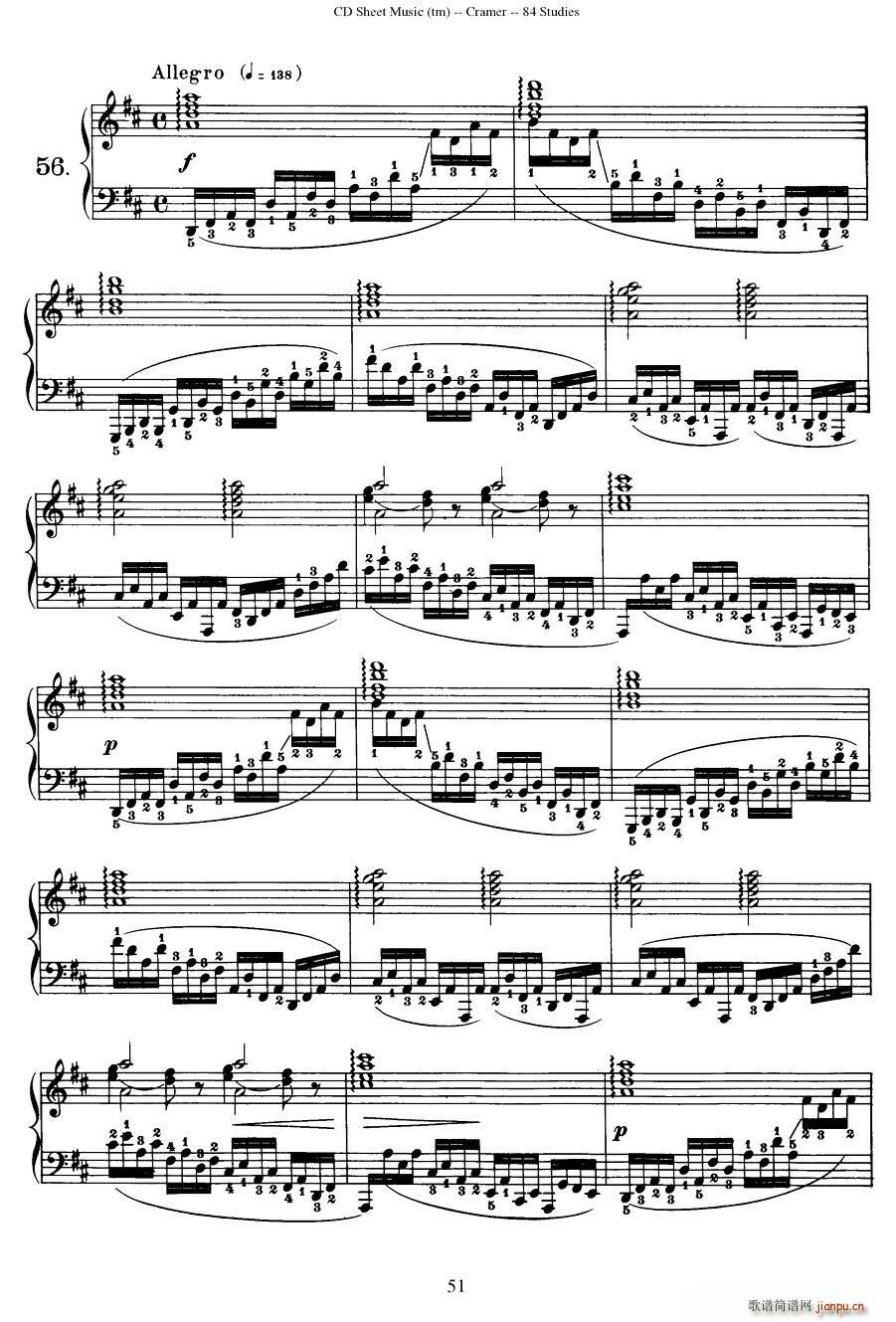 Cramer 84 exercices 56 60 克拉莫84首钢琴练习曲(钢琴谱)1