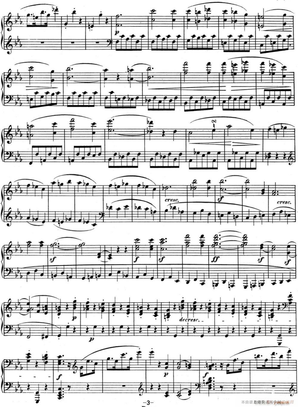 贝多芬钢琴奏鸣曲05 c小调 op 10 No 1 C minor3(钢琴谱)3