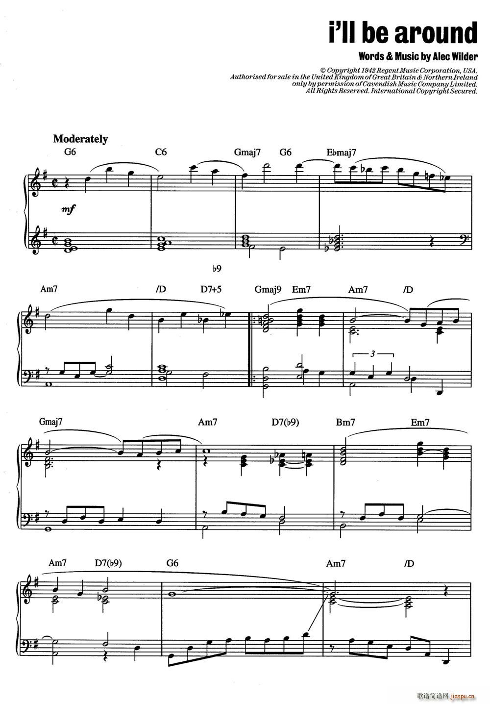 I ll Be Around 爵士钢琴酒吧独奏(钢琴谱)1