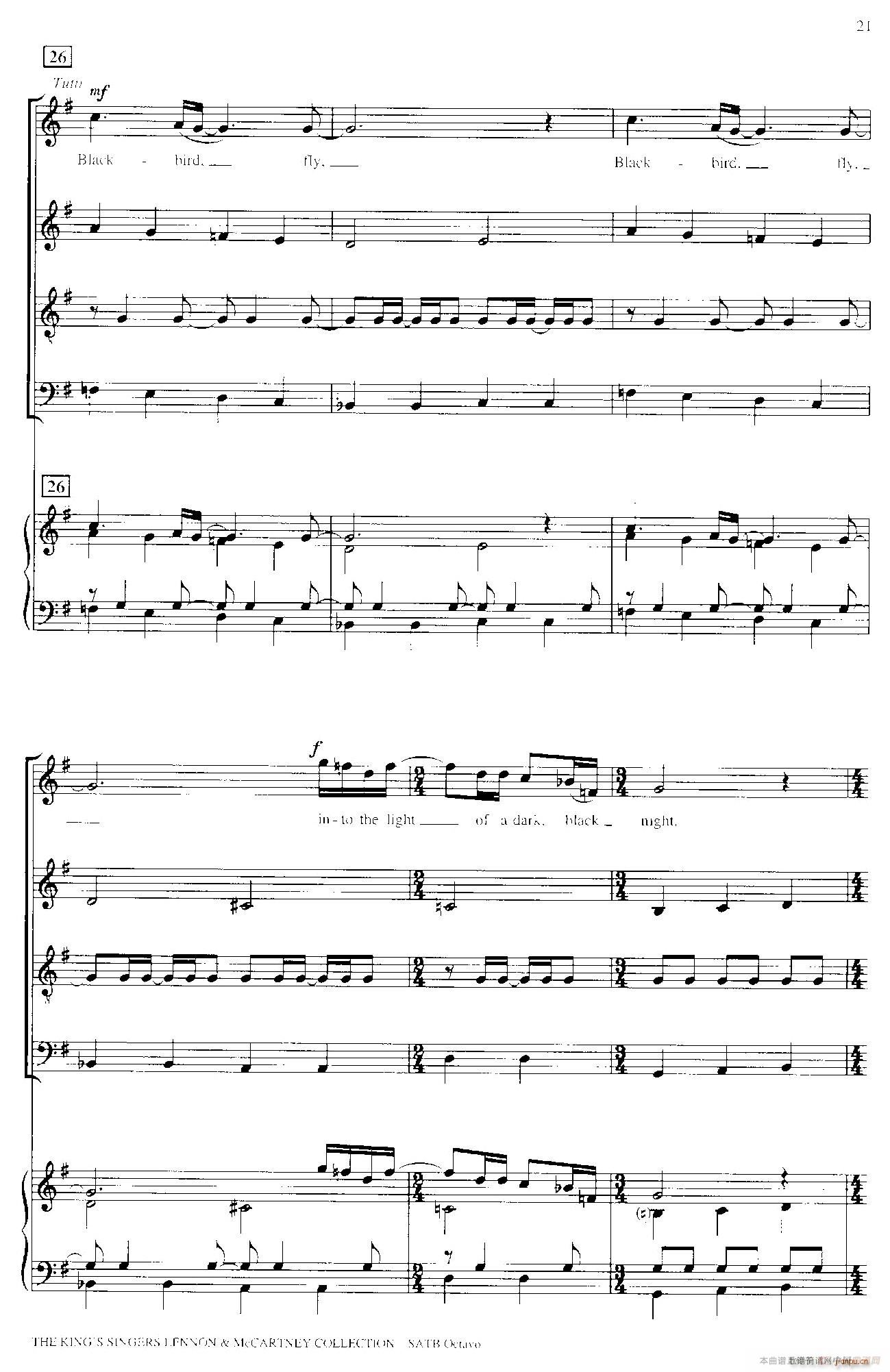 Blackbird 四重奏 钢琴伴奏(钢琴谱)5
