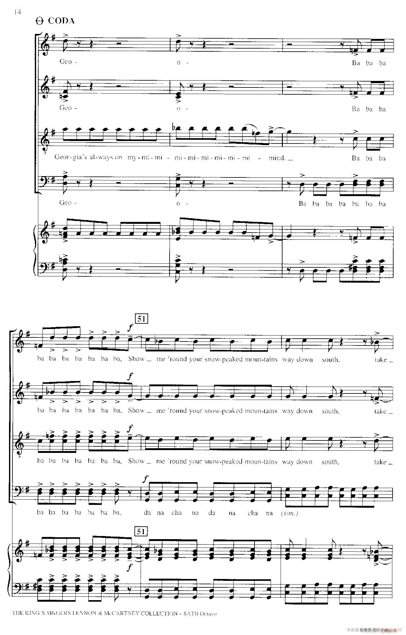 Back in the U S S R 四重奏 钢琴伴奏(钢琴谱)7