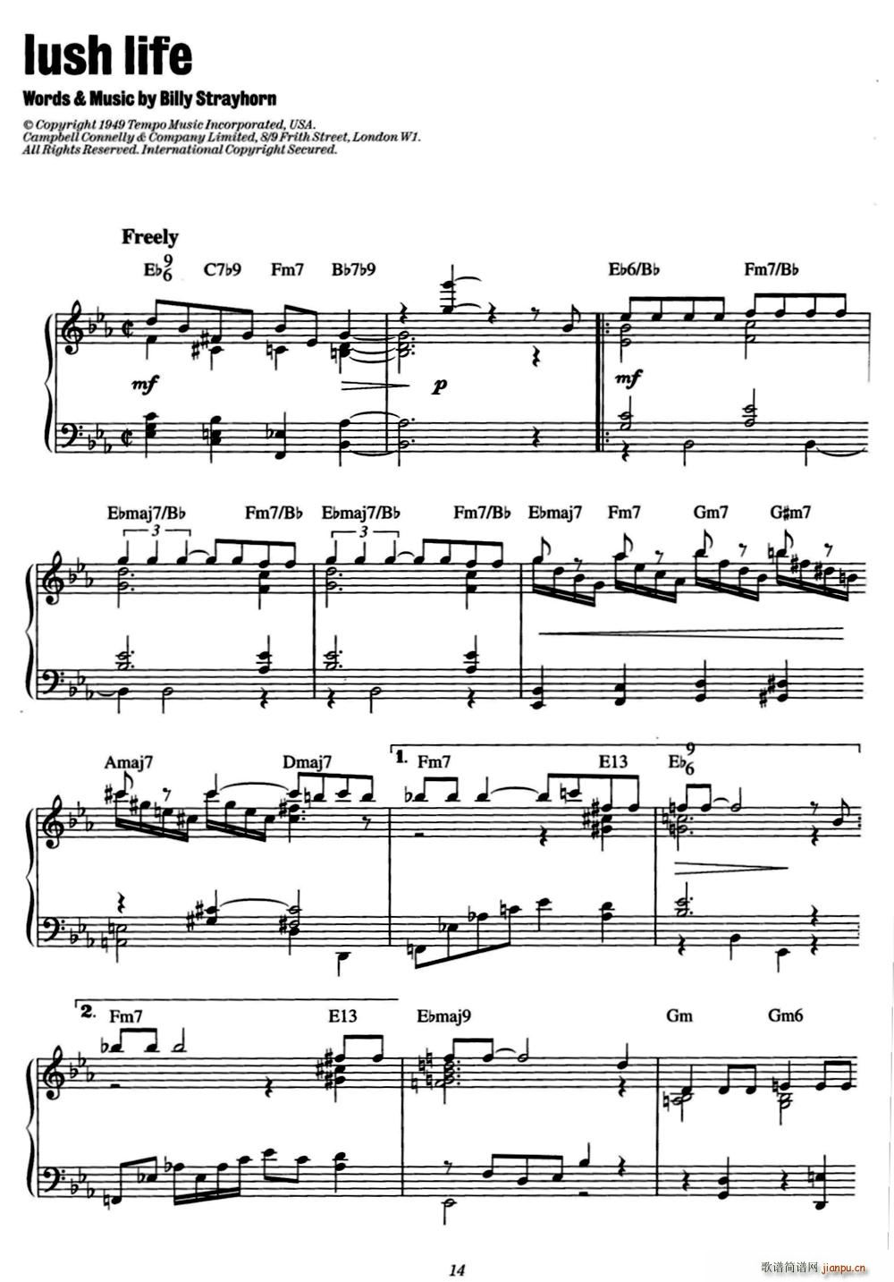 Lush Life 爵士钢琴酒吧独奏(钢琴谱)1