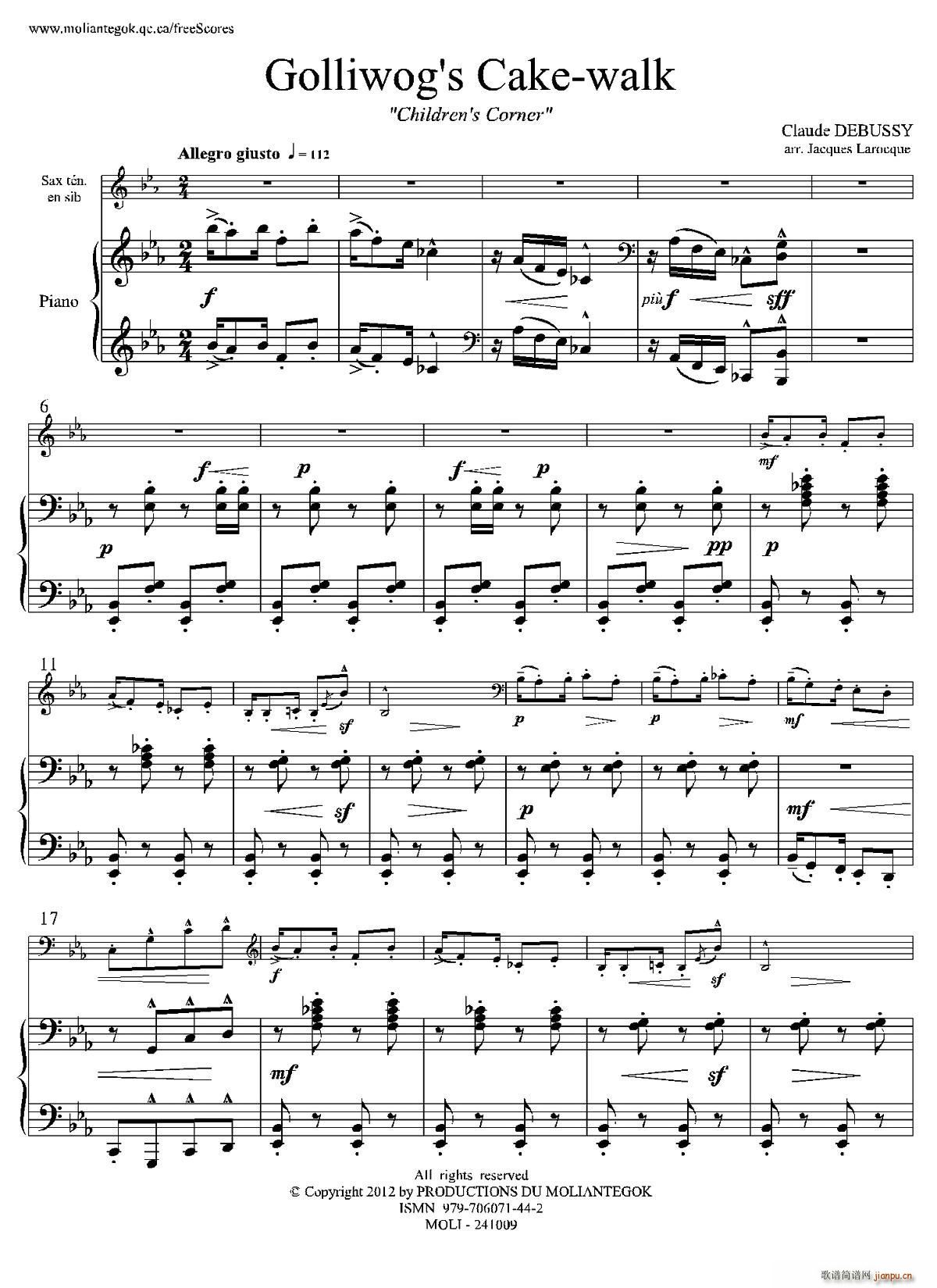 木偶步态舞 次中音萨克斯 钢琴伴奏(钢琴谱)1