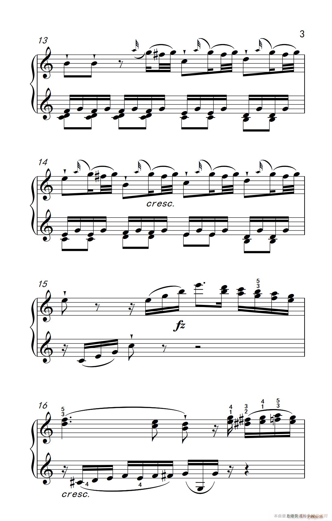 第九级1 C大调奏鸣曲 第一乐章 Hob XVI 50 中央音乐学院 钢琴 业余 考级教程 7 9级(钢琴谱)3